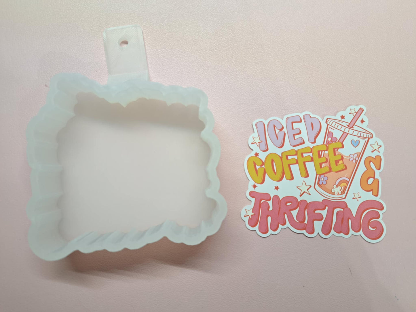 Iced Coffee & Thrifting Cardstock Silicone Mold, Aroma Bead Molds, Premium Cardstock Images