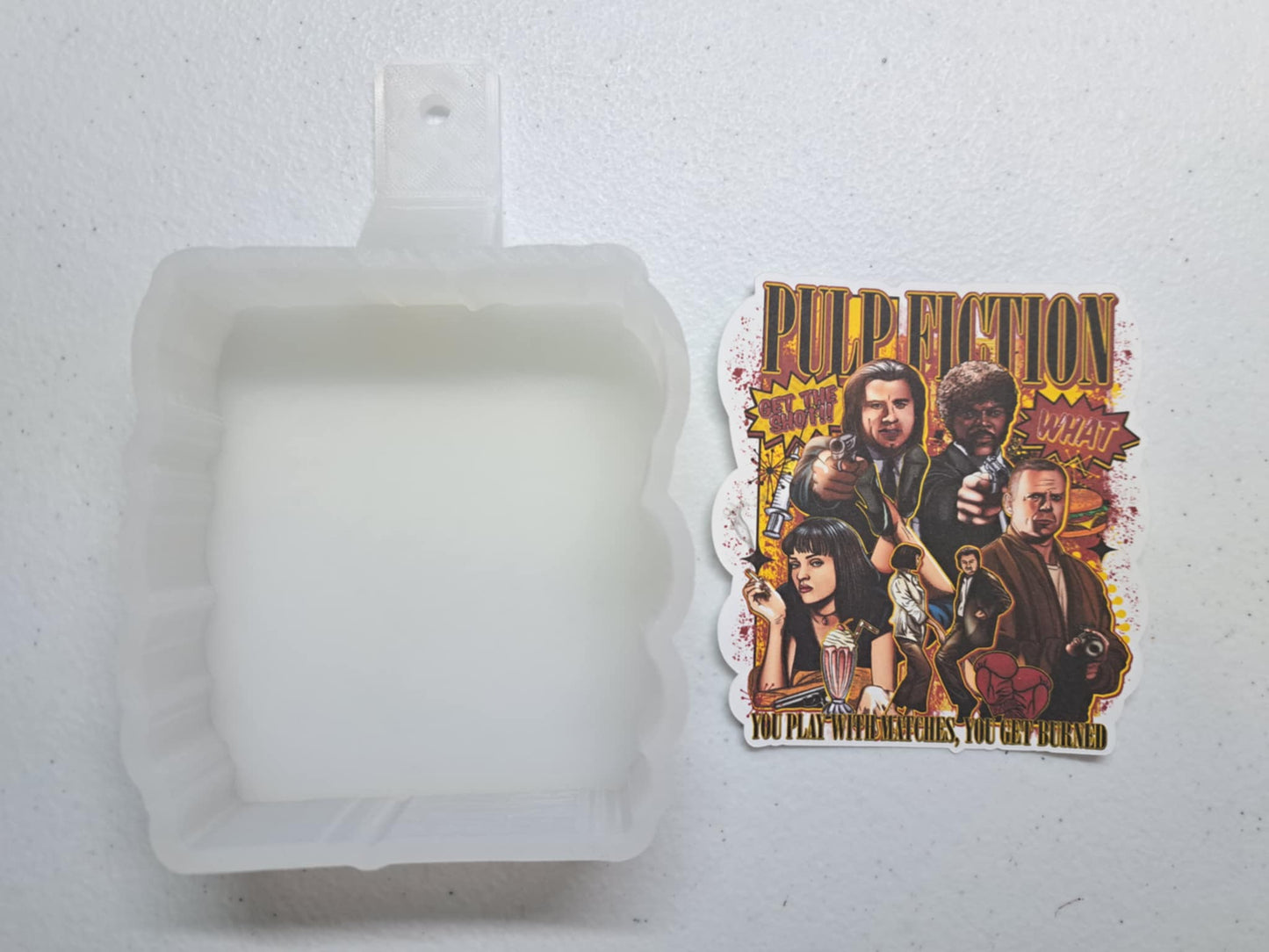 Pulp Fiction: Play With Matches Get Burned - Movie Inspired Cardstock Silicone Mold, Aroma Bead Molds, Premium Cardstock Images