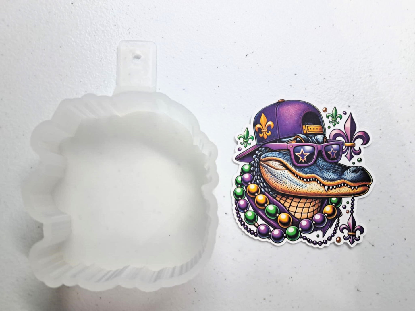 Mardi Gras Gator Cardstock Silicone Mold, Aroma Bead Molds, Premium Cardstock