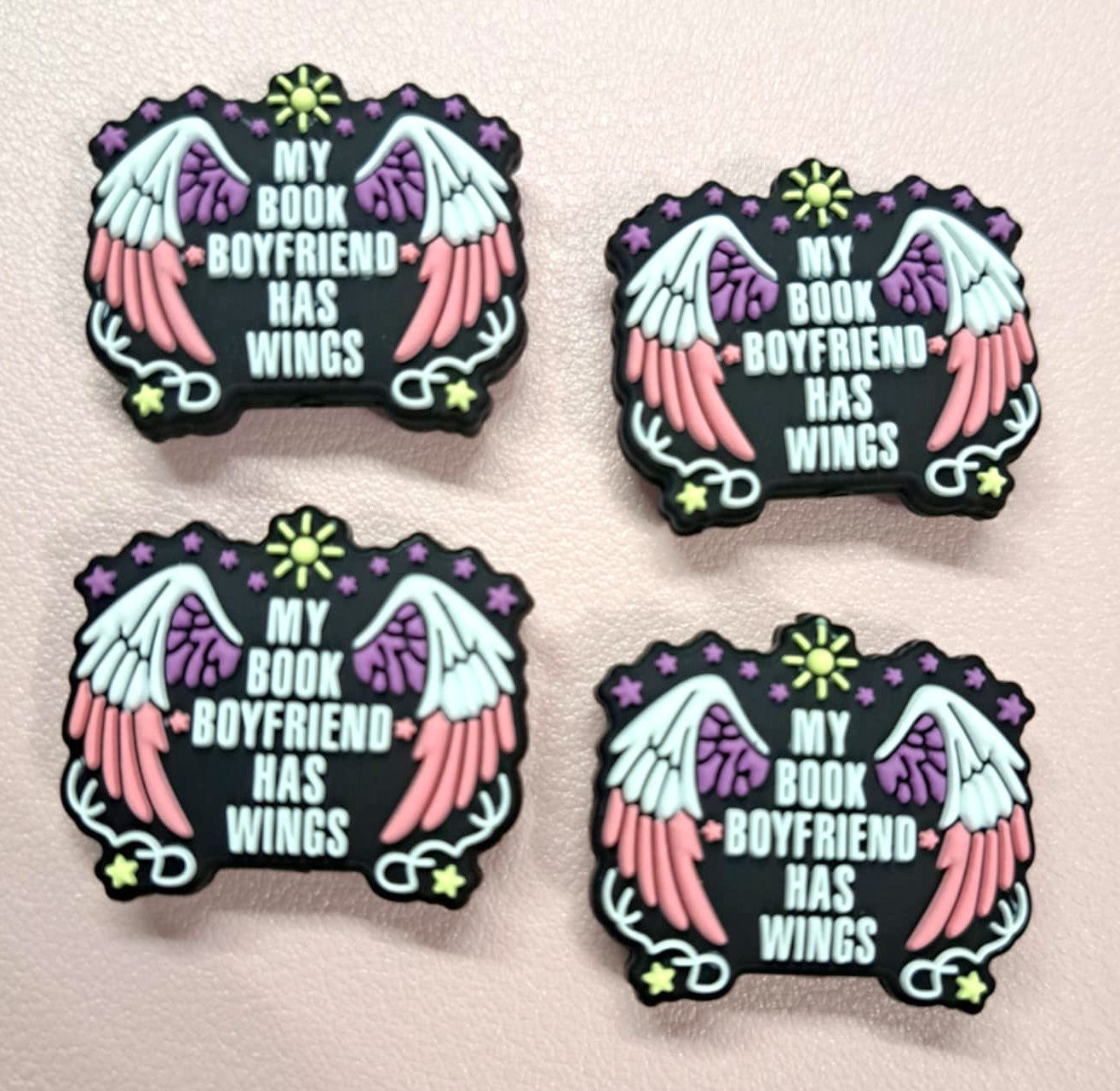 My Book Boyfriend Has Wings Silicone Focal Bead