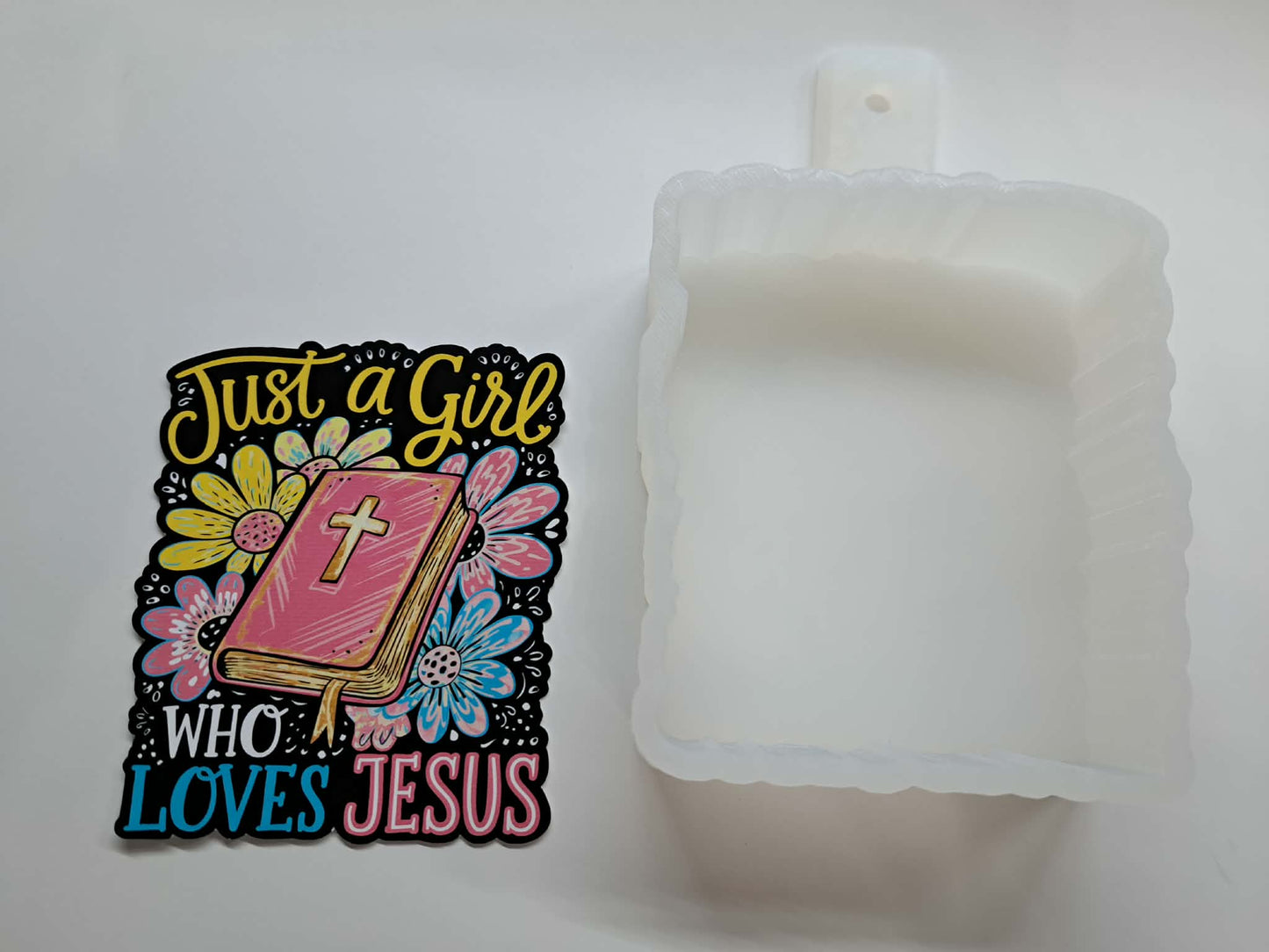Just A Girl Who Loves Jesus Cardstock Silicone Mold, Aroma Bead Molds, Premium Cardstock Images