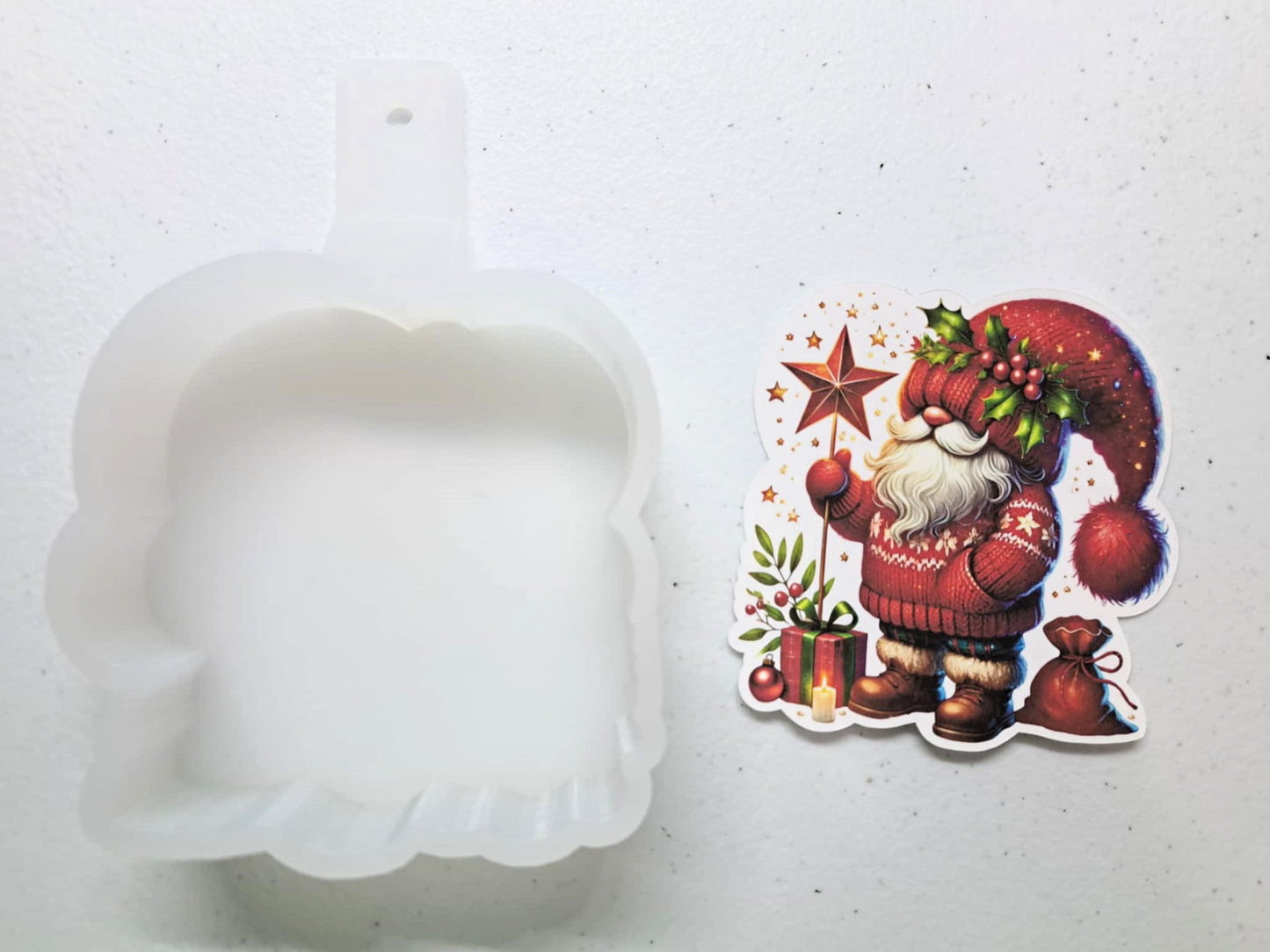 Red Christmas Gnome Cardstock Silicone Mold, Aroma Bead Molds, Car Freshies, Premium Cardstock
