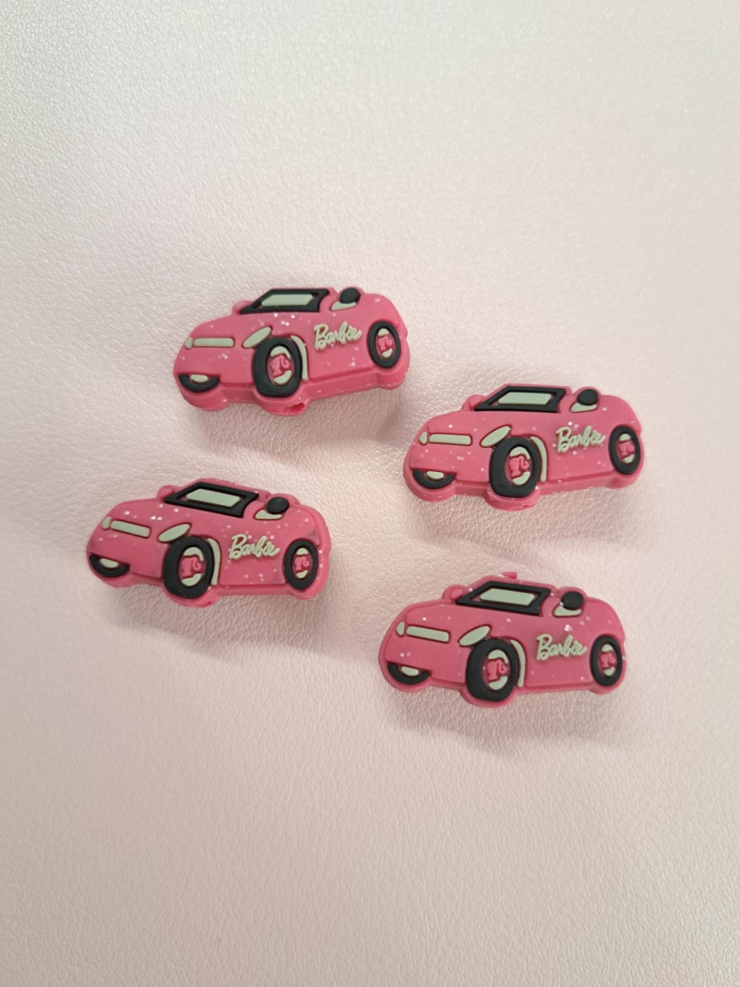 Pink Barbie Car Silicone Focal Bead