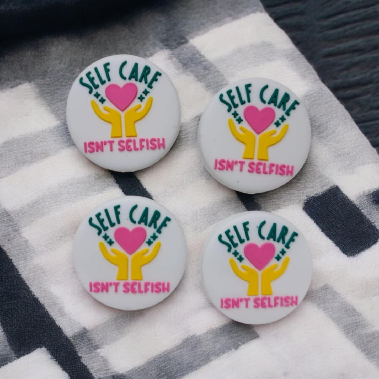 Self Love is not Selfish Style 2 - White Round Silicone Focal Bead