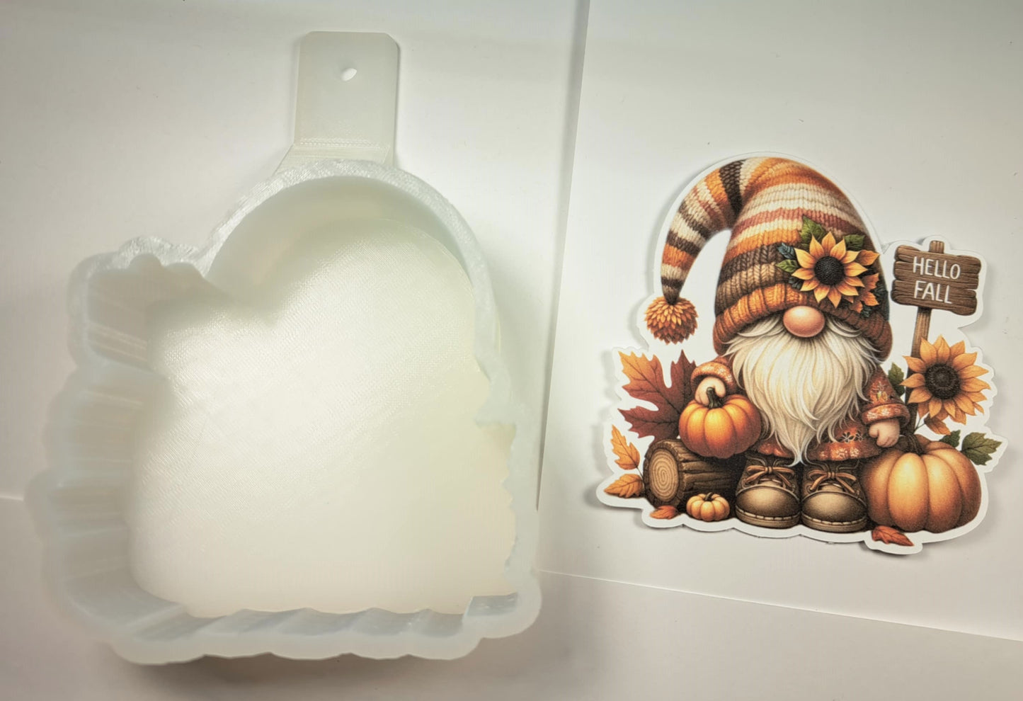 Hello Fall Gnome & Pumpkins Cardstock Silicone Mold, Aroma Bead Molds, Car Freshies, Premium Cardstock Images