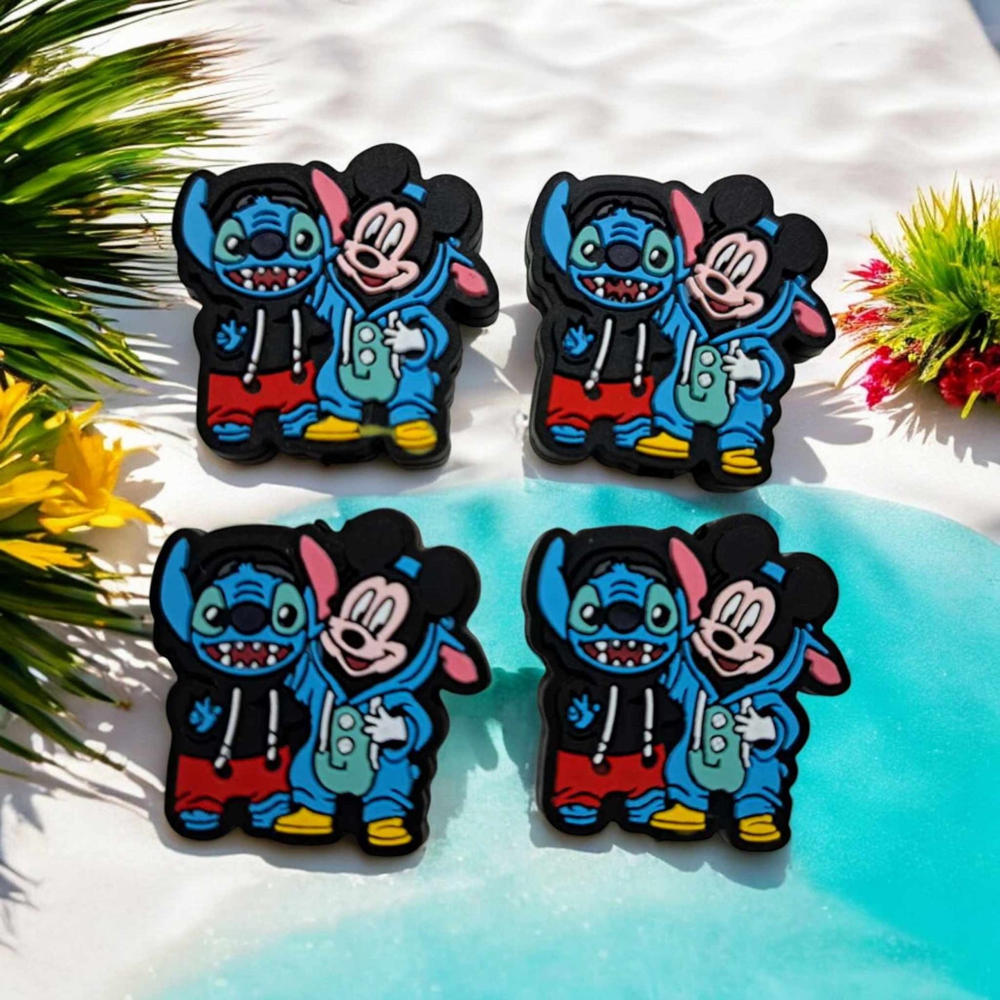 Stitch & Mickey in Onesie Costumes Silicone Focal Bead