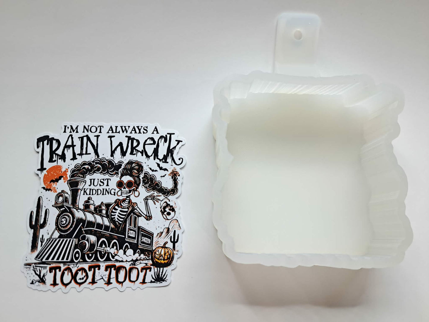 Train Wreck Toot Toot Cardstock Silicone Mold, Aroma Bead Molds, Premium Cardstock Images