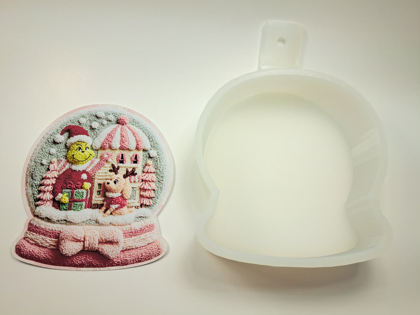 The Grinch & Max Snowglobe Faux Yarn Cardstock Silicone Mold, Aroma Bead Molds, Car Freshies, Premium Cardstock Images