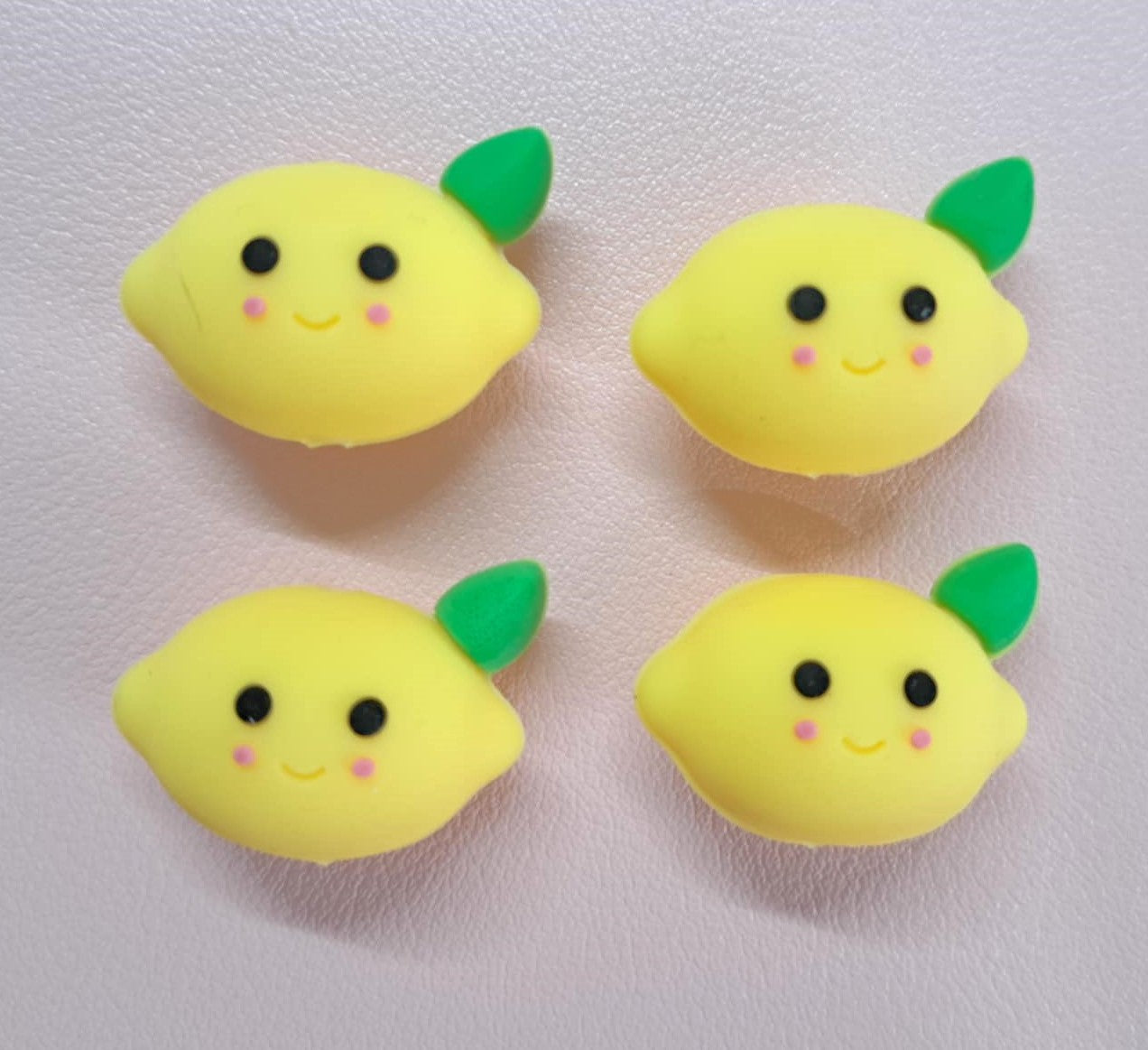 3D - Lemon with Kawaii Face Silicone Focal Bead