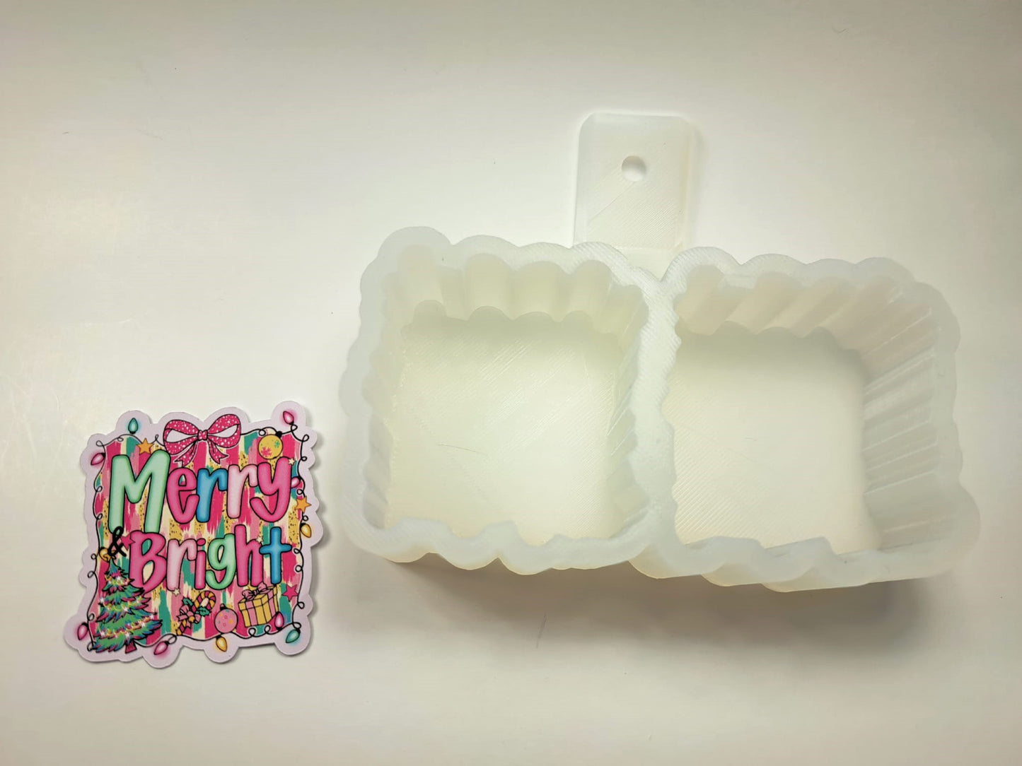 VENT CLIP: Merry & Bright Pastel Christmas Lights Frame Two Cavity Small Vent Clip Size Cardstock Silicone Mold, Premium Cardstock Images