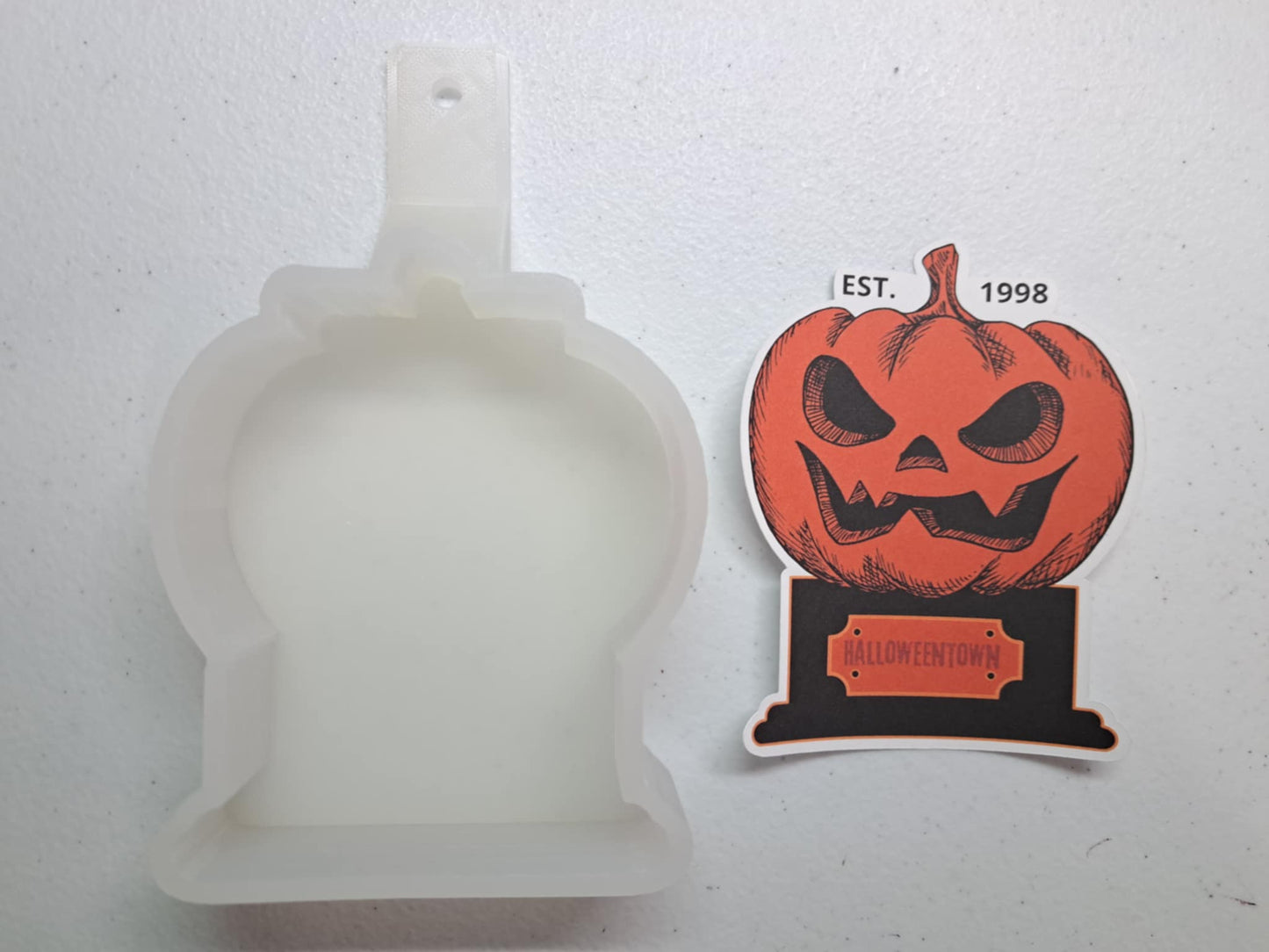 HalloweenTown Statue Est. 1998: Halloween Movie Cardstock Silicone Mold, Aroma Bead Molds, Premium Cardstock Images