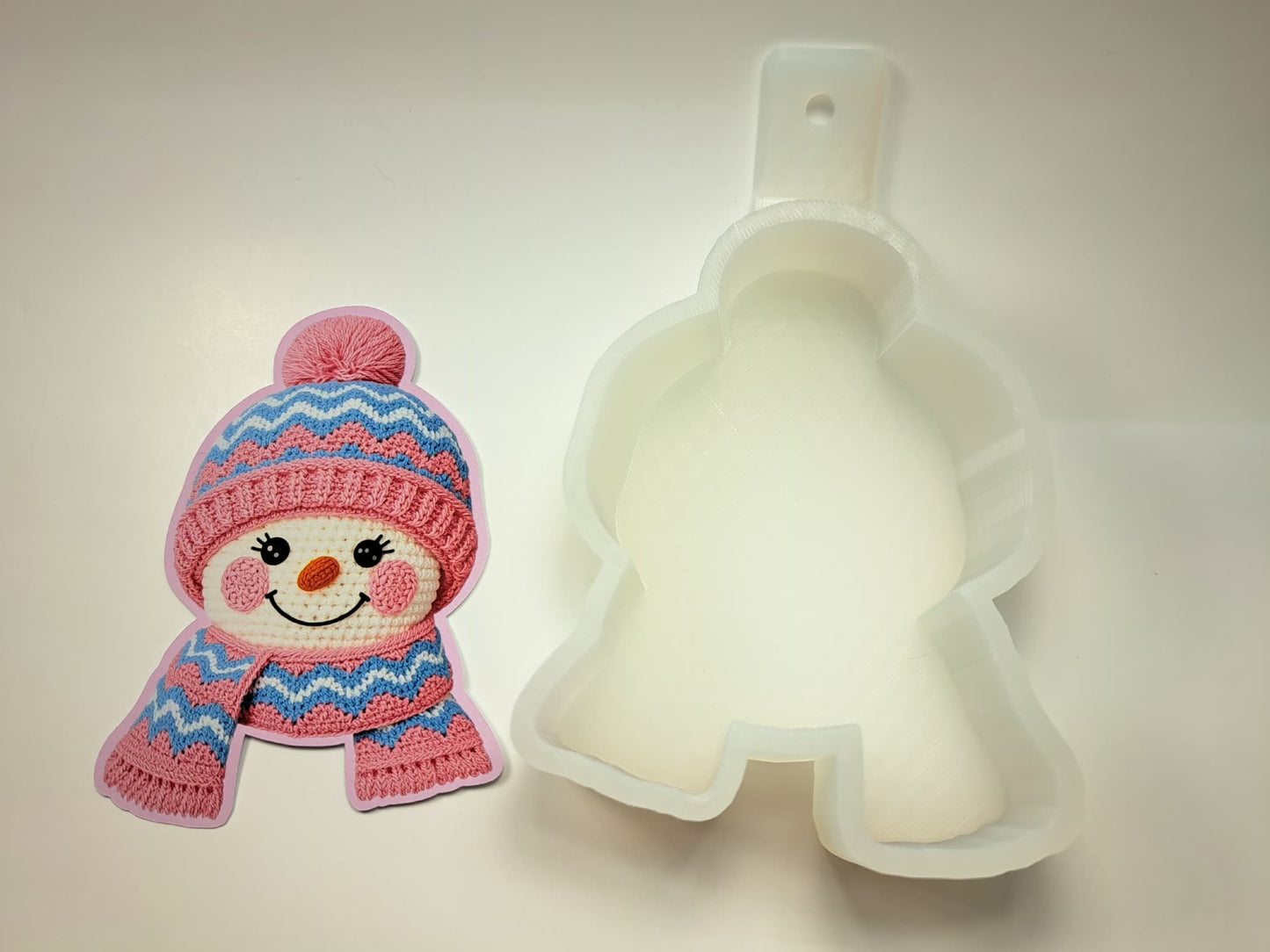 Cute Yarn Snowman With Hat and Scarf Cardstock Silicone Mold, Aroma Bead Molds, Car Freshies, Premium Cardstock Images