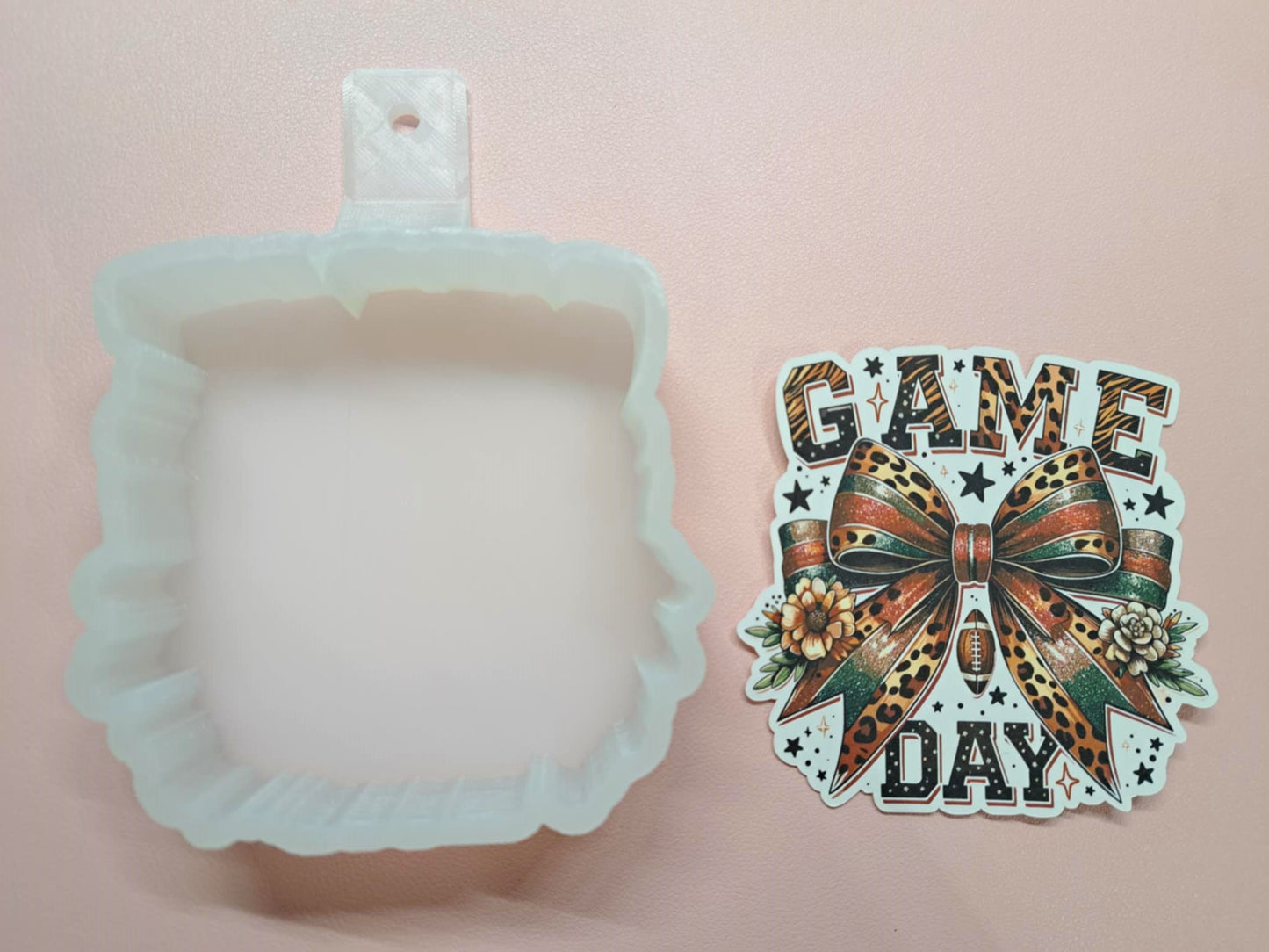 Game Day Football Coquette Bow Cardstock Silicone Mold, Aroma Bead Molds, Premium Cardstock