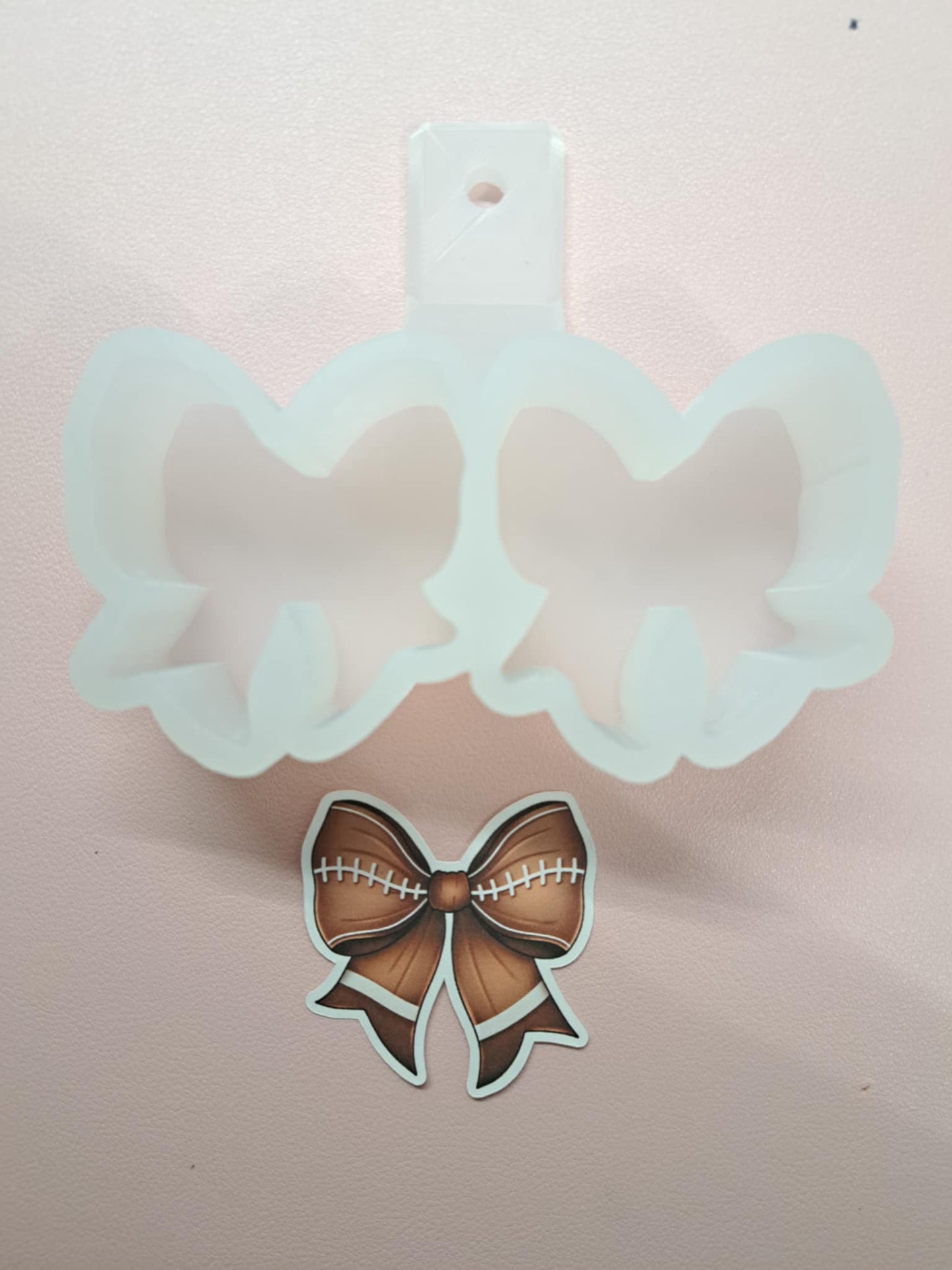VENT CLIP: Coquette Sports Bows Two Cavity Small Vent Clip Size Cardstock Silicone Mold, Aroma Bead Molds, Premium Cardstock Images
