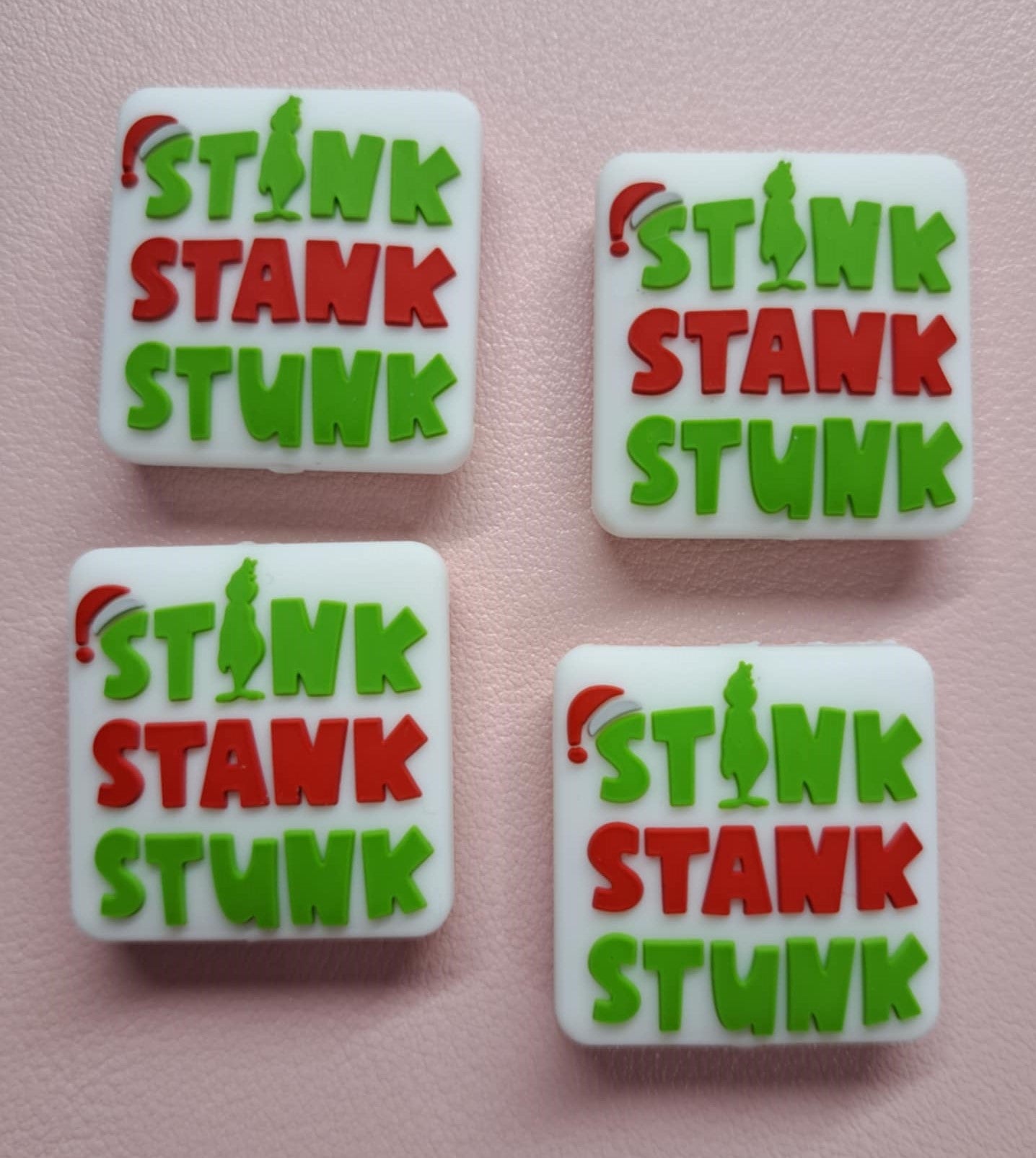 Stink Stank Stunk - White Square Silicone Focal Bead