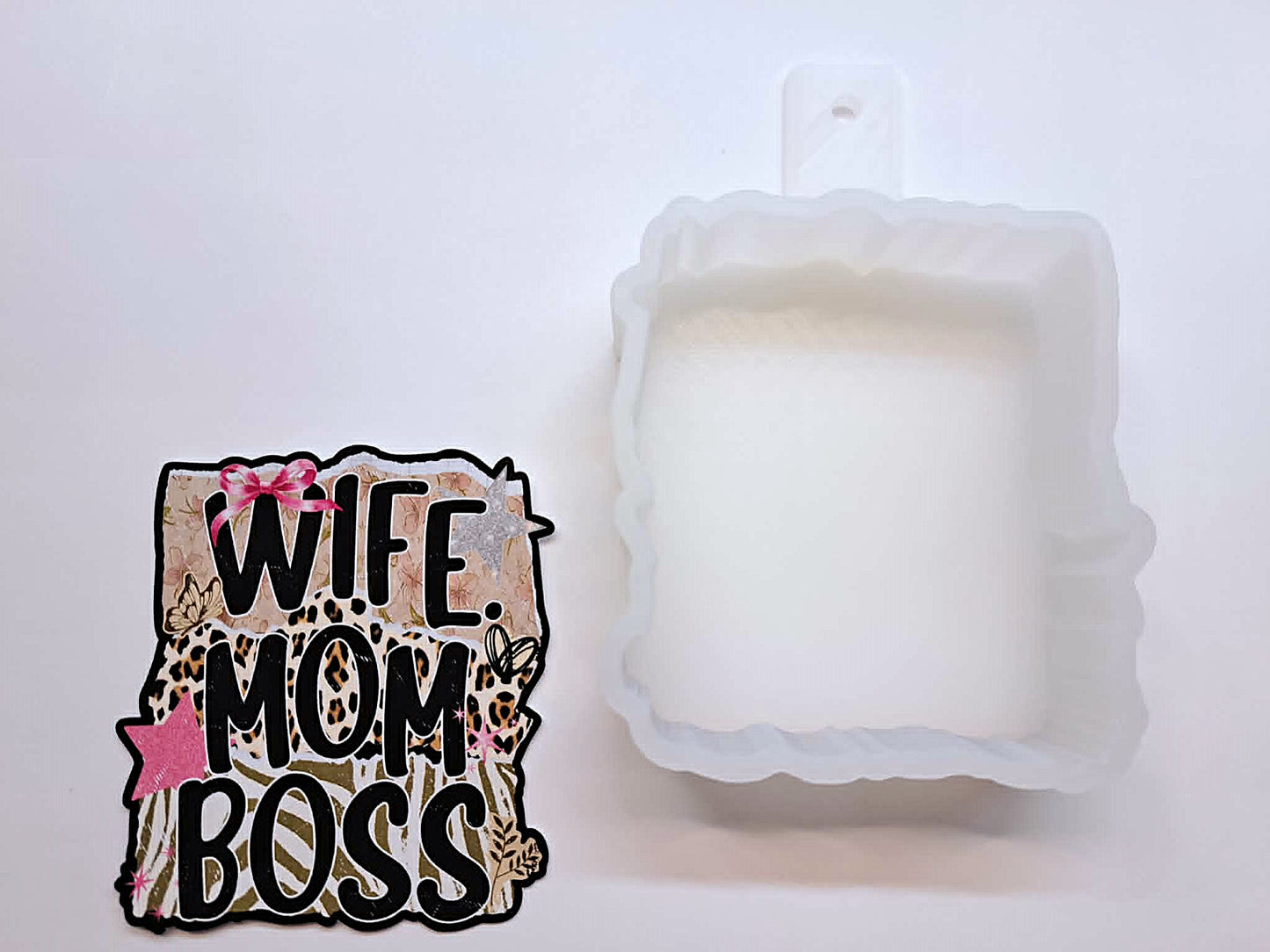 Wife Mom Boss Cardstock Silicone Mold, Aroma Bead Molds, Premium Cardstock Images