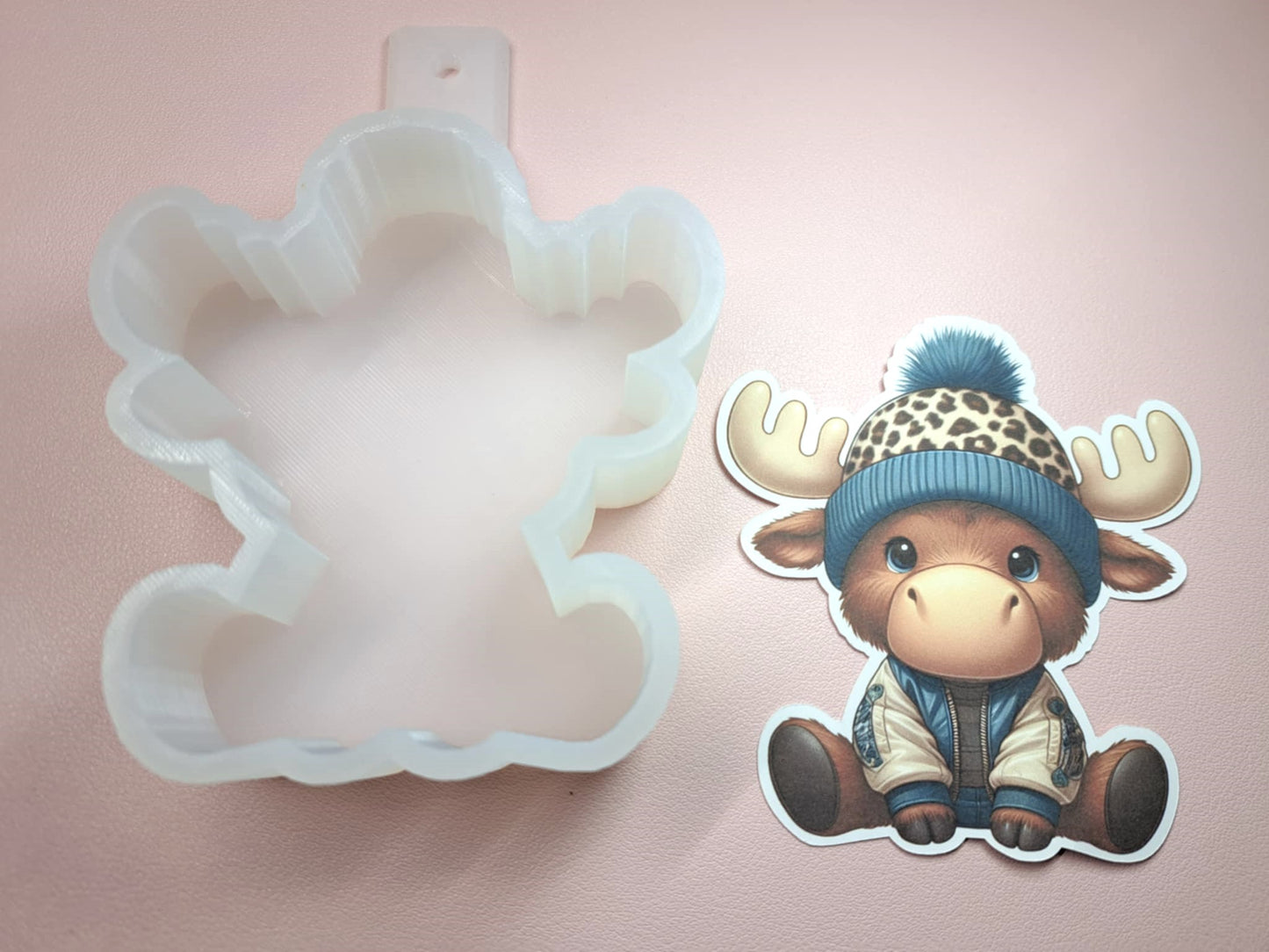 Cute Moose Wearing Hat and Jacket Cardstock Silicone Mold, Aroma Bead Molds, Premium Cardstock Images