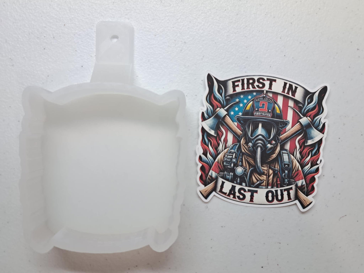 Firefighter: First In Last Out Cardstock Silicone Mold, Aroma Bead Molds, Car Air Freshener Mold, Premium Cardstock Images