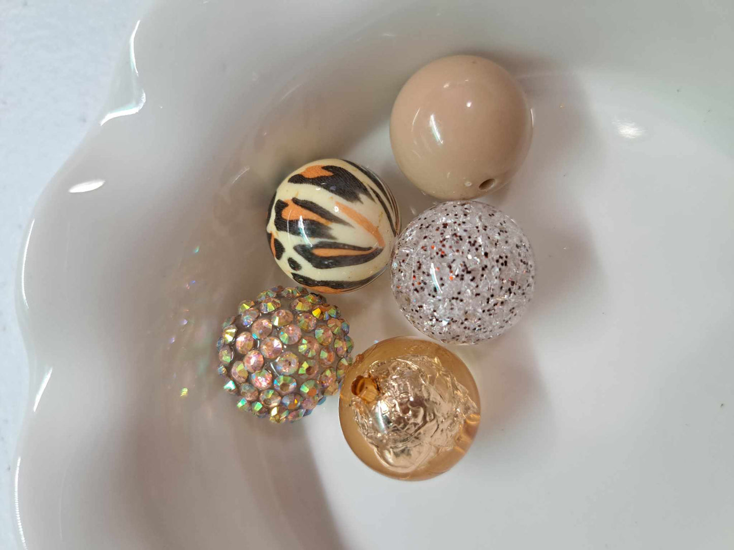 Champagne Leopard Chunky Mix (5 Piece Mix) - 20mm Acrylic Bubblegum Beads - 1081