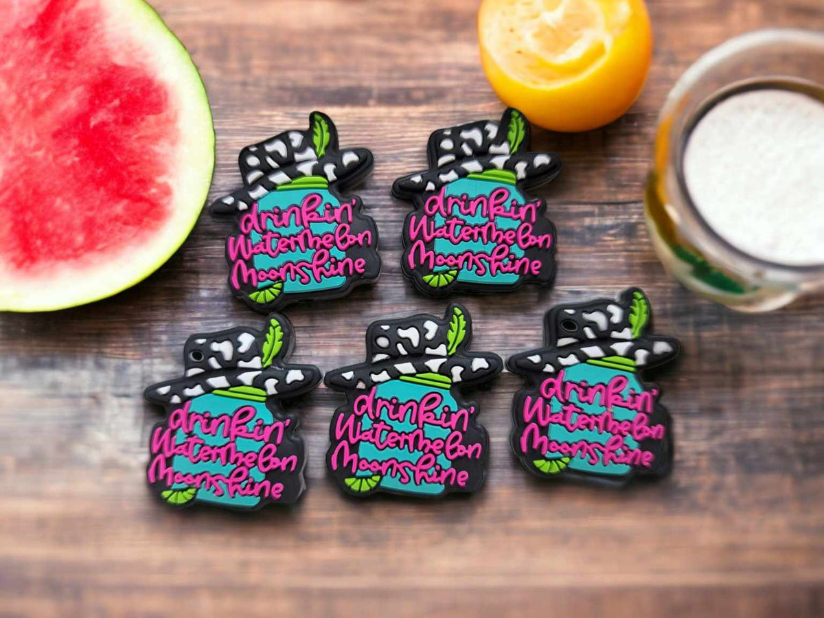 Drinkin' Watermelon Moonshine: Lainey Wilson Silicone Focal Bead - 0437