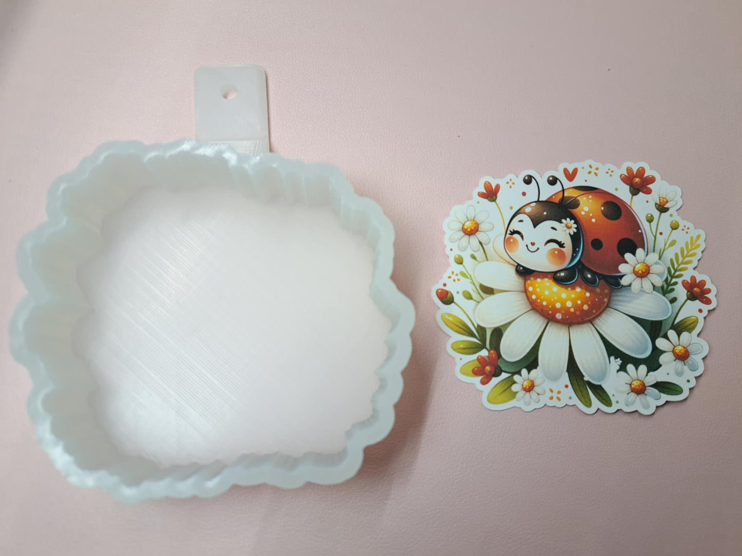 Happy Ladybug Cardstock Silicone Mold, Aroma Bead Molds, Premium Cardstock Images