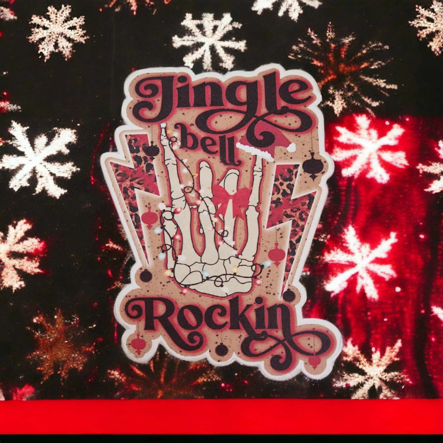 Jingle Bell Rockin' Skellie Hand - Christmas Cardstock Silicone Mold, Aroma Bead Molds, Premium Cardstock Images