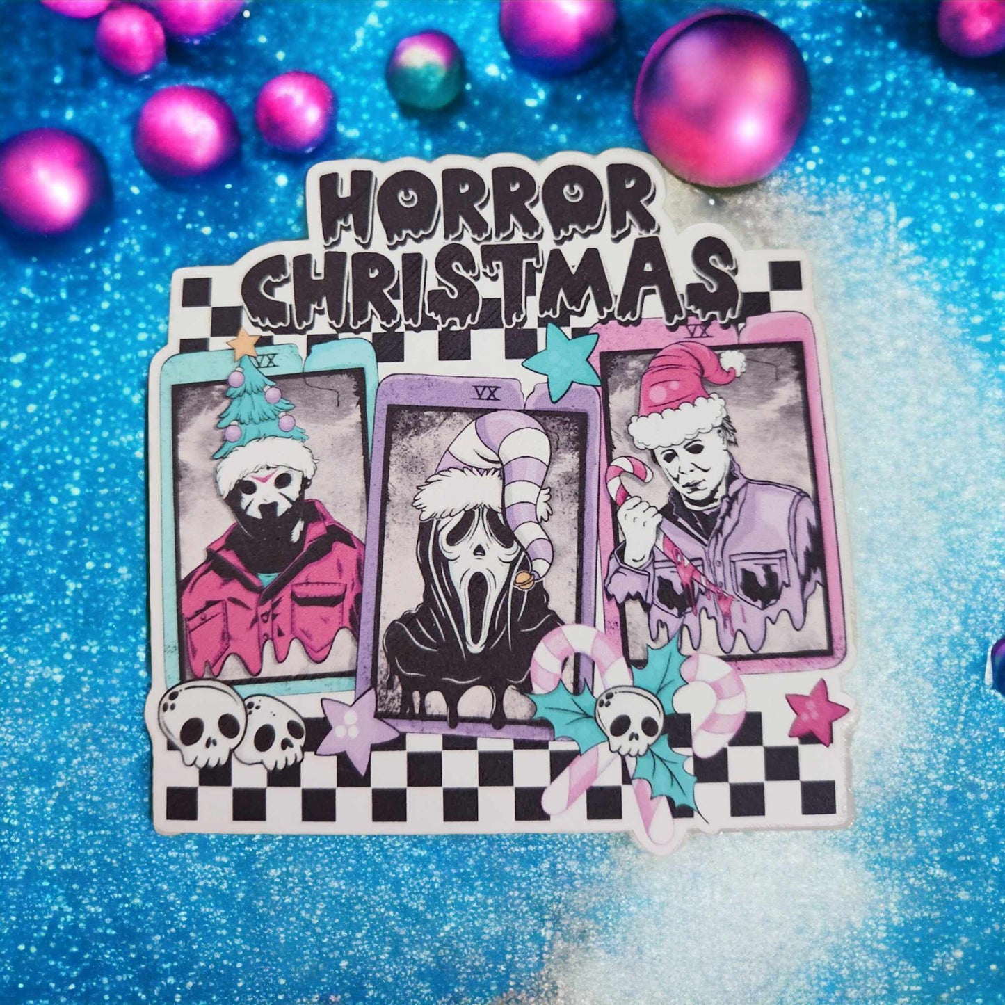 Horror Christmas Retro Cards - Movie Inspired Cardstock Silicone Mold, Aroma Bead Molds, Premium Cardstock Images