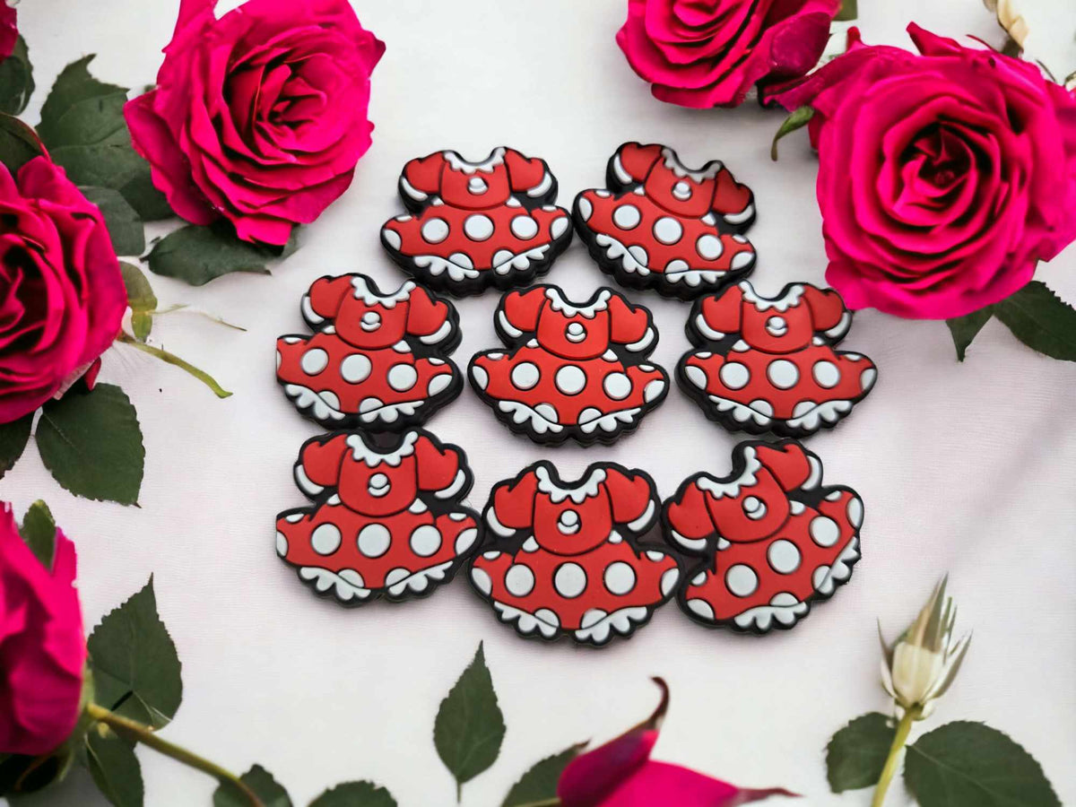 Minnie Red with White Polka Dot Dress Silicone Focal Bead - 0303