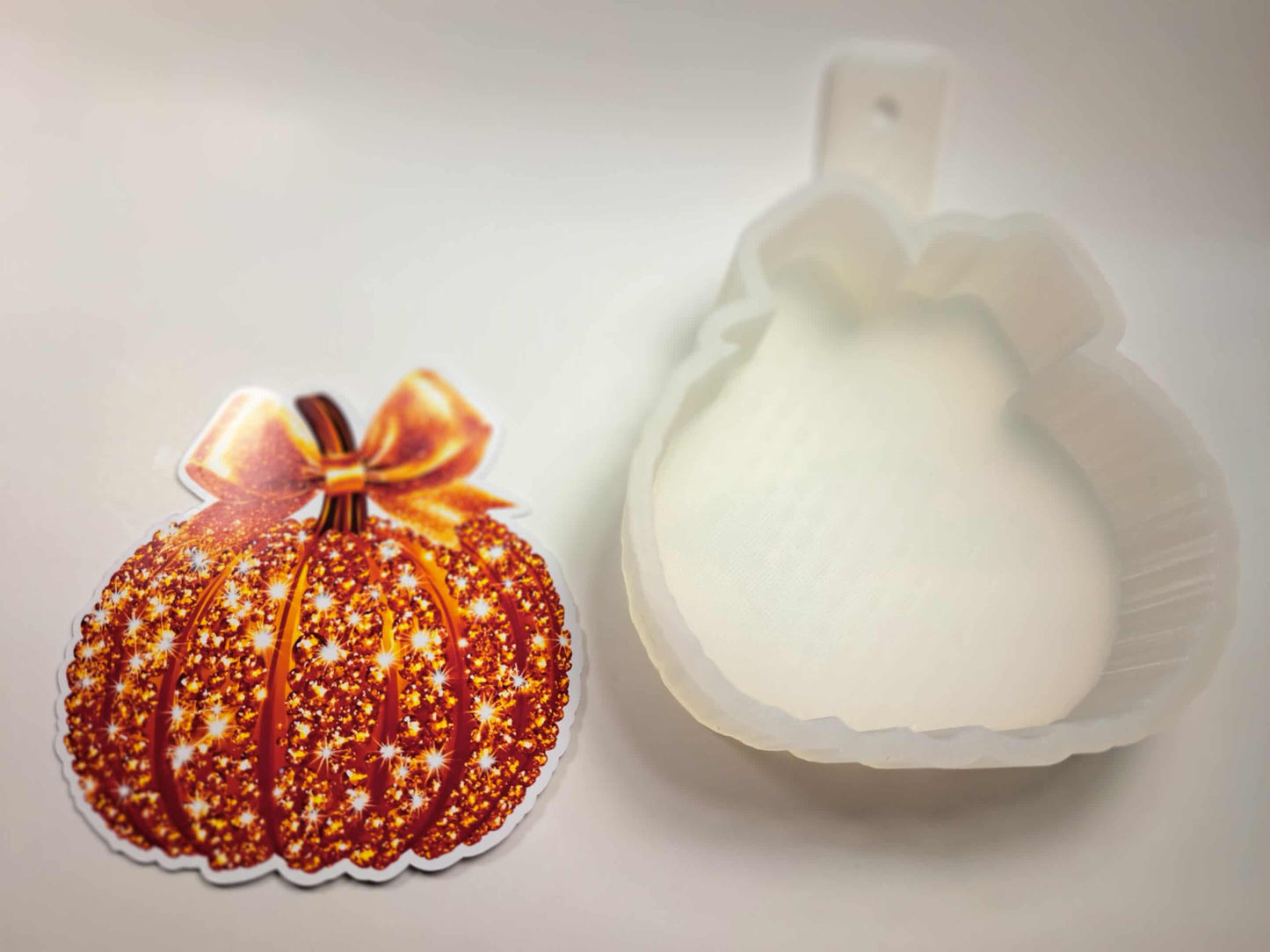 Orange Sparkly Pumpkin Cardstock Silicone Mold, Aroma Bead Molds, Premium Cardstock Images