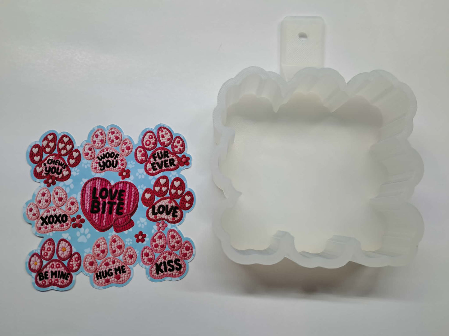 Crochet Dog Paw Valentine Cardstock Silicone Mold, Aroma Bead Molds, Premium Cardstock Images
