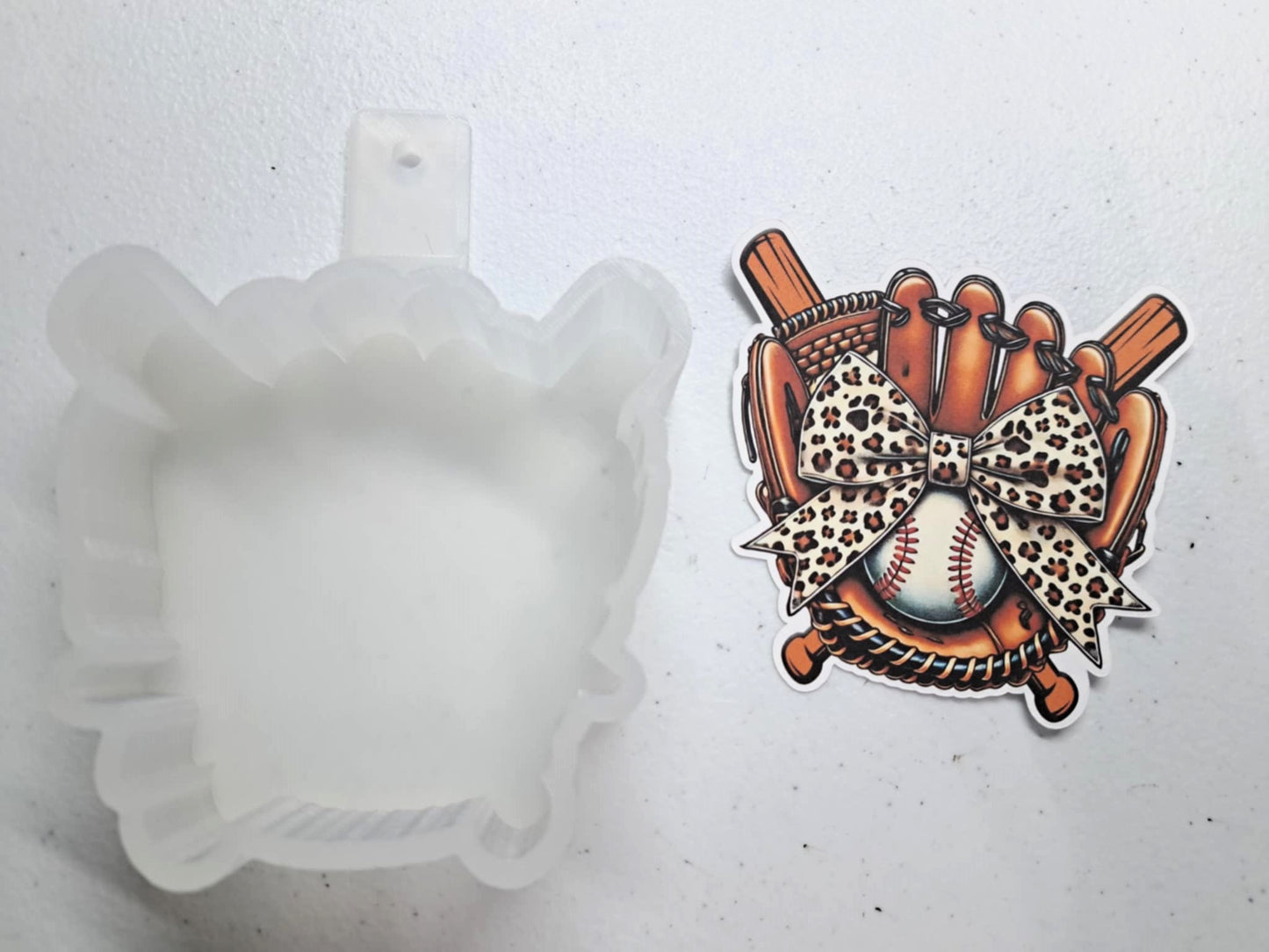 Baseball Gear With Coquette Leopard Bow Cardstock Silicone Mold, Aroma Bead Molds, Premium Cardstock Images
