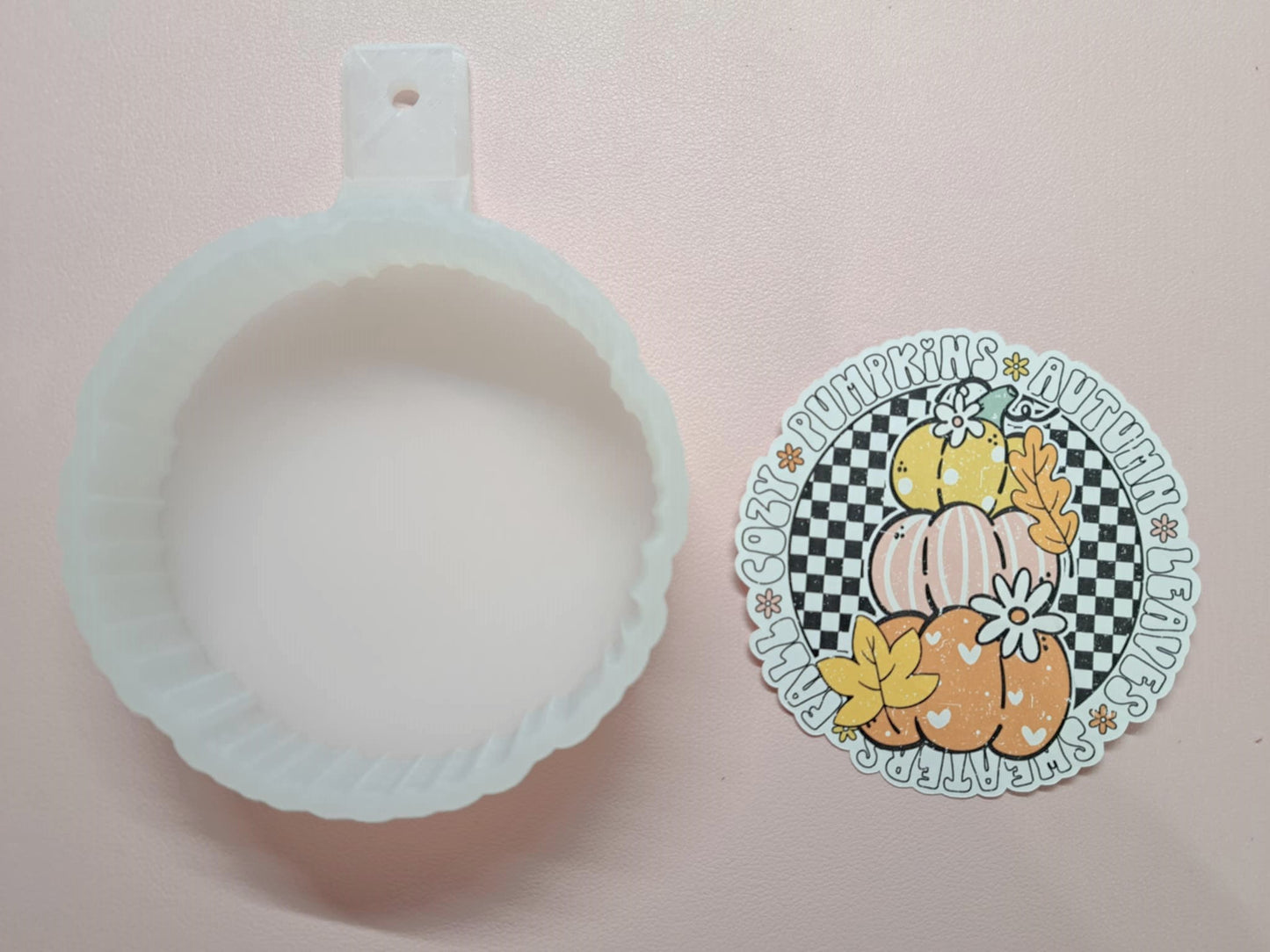 Checkered Retro Pumpkin Stack and Fall Things Cardstock Silicone Mold, Aroma Bead Molds, Premium Cardstock Images