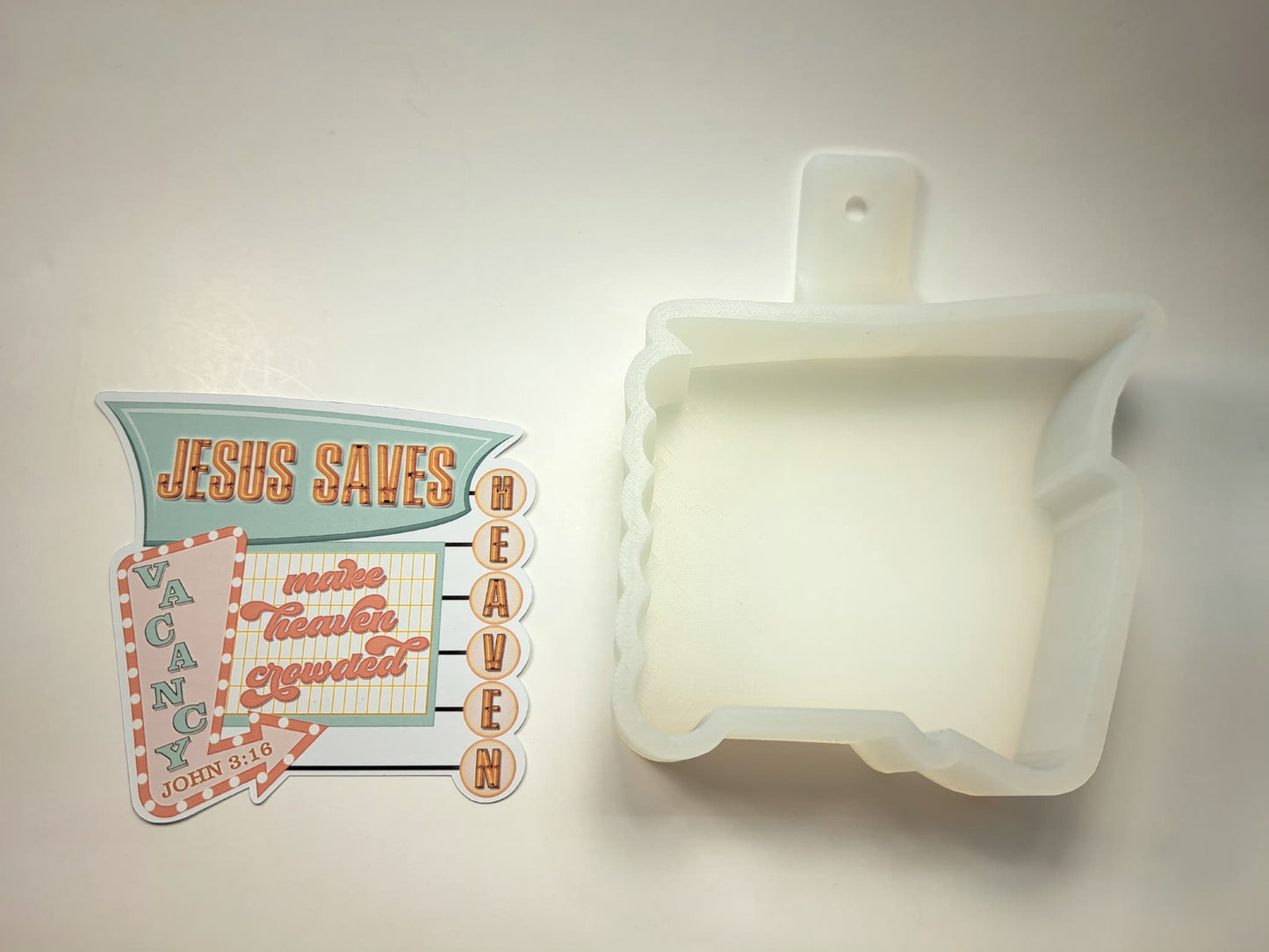 Jesus Saves Retro Sign Cardstock Silicone Mold, Aroma Bead Molds, Premium Cardstock Images
