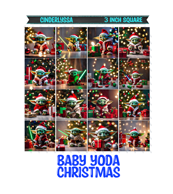 3 inch Square: Baby Yoda Christmas Theme Cardstock/Picture With Beveled Edge Cardstock Silicone Mold, Aroma Bead Molds