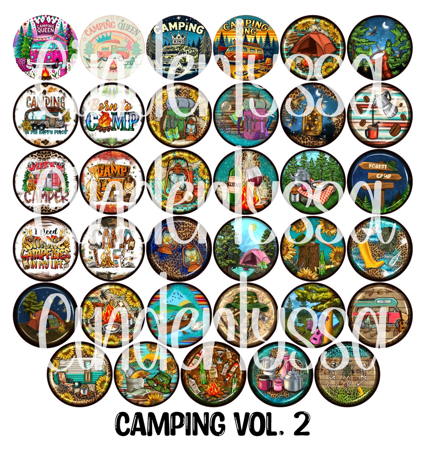 2.5 inch Round Camping Vol. 2 Cardstock Only for freshies: Cardstock Silicone Mold, Aroma Bead Molds, Premium Cardstock Images-NO MOLD