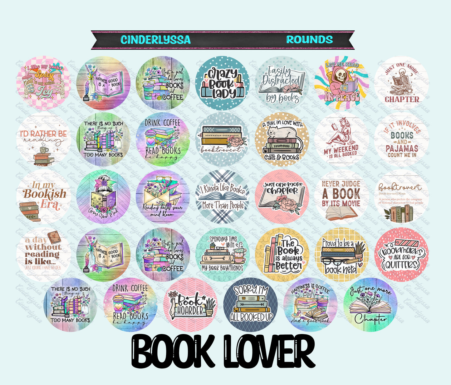 3 inch Round Book Lover Cardstock Only for freshies: for Aroma Bead Molds, Premium Cardstock Images