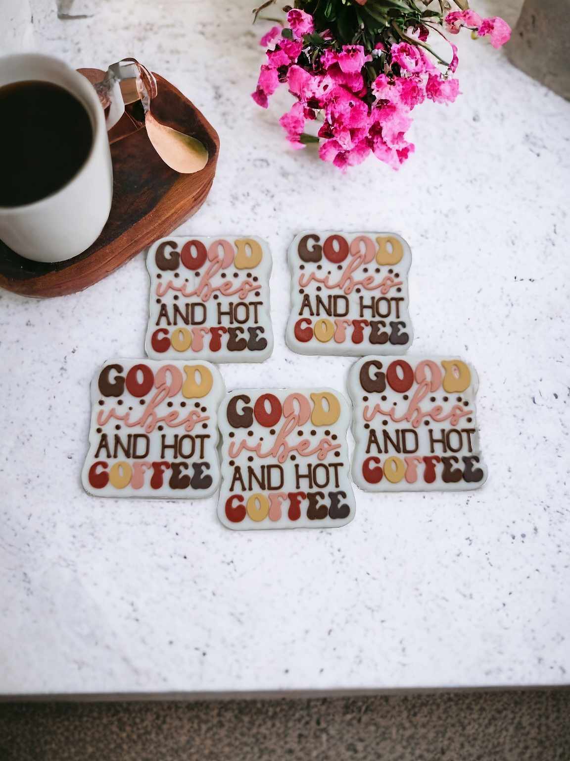 Good Vibes and Hot Coffee Silicone Focal Bead - 0599