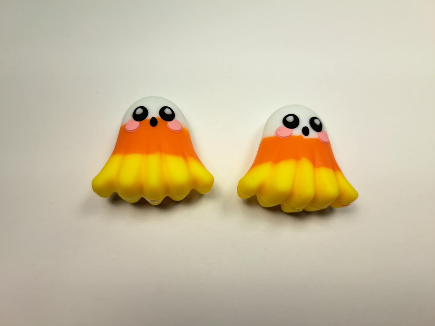 3D - Candy Corn Ghost Full Body Silicone Focal Bead