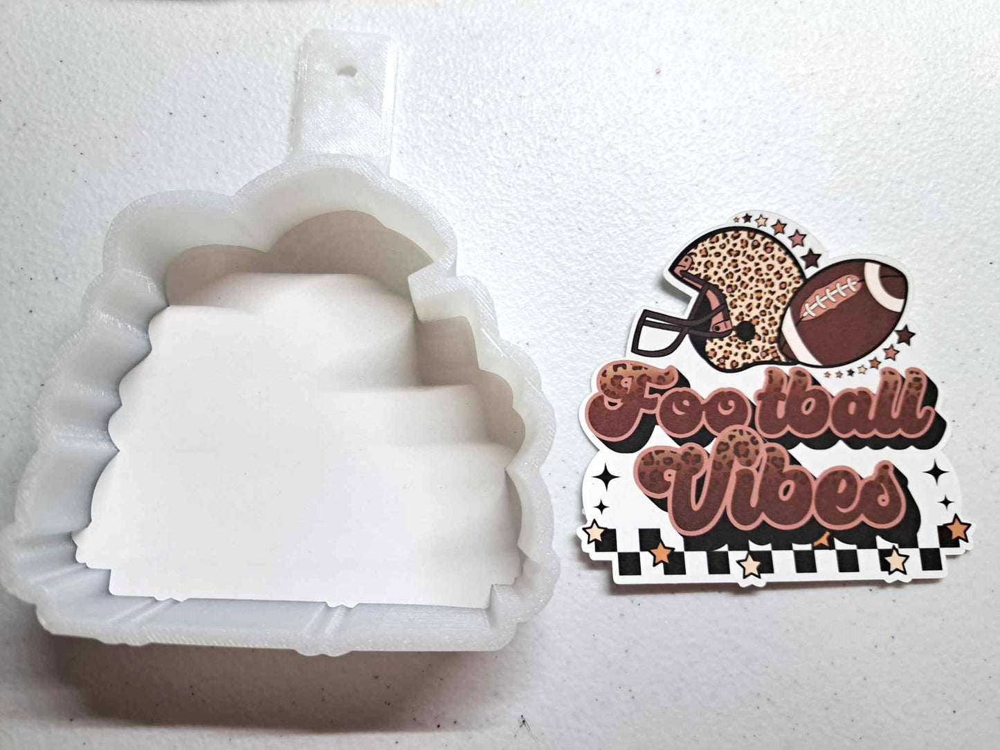 Football Vibes - Leopard Print with Helmet and Football Cardstock Silicone Mold, Aroma Bead Molds, Premium Cardstock