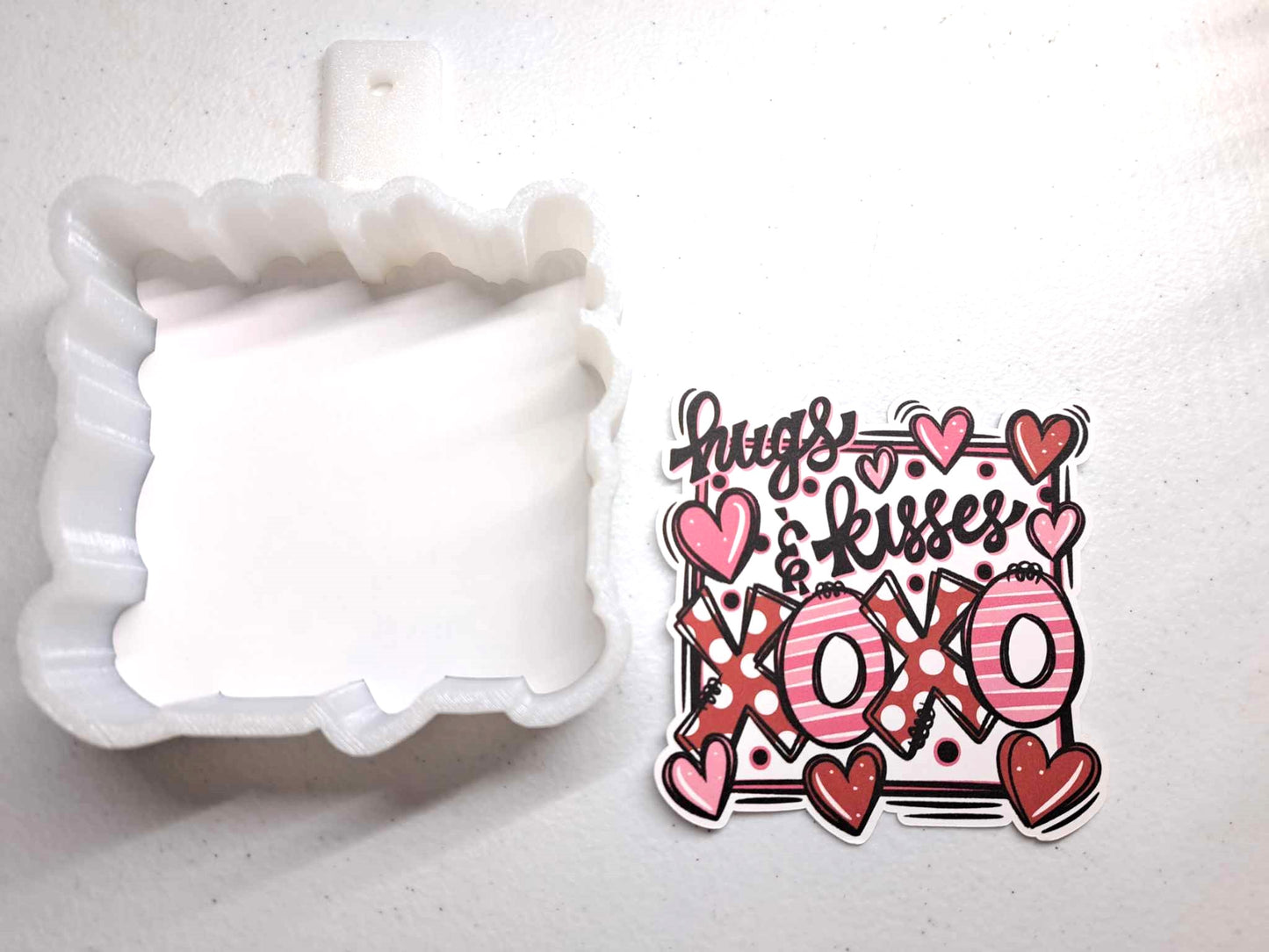 Hugs and Kisses XOXO Hearts Cardstock Silicone Mold, Aroma Bead Molds, Premium Cardstock