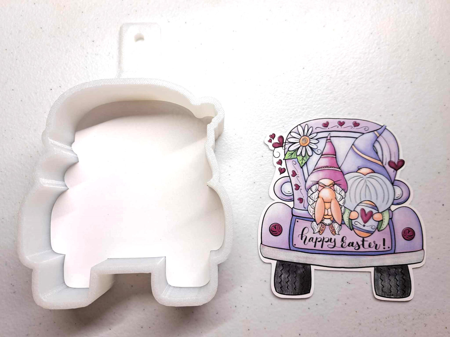 Holiday Gnome Trucks Cardstock Silicone Mold, Aroma Bead Molds, Mardi Gras, Easter, St Patricks Day Premium Cardstock Images