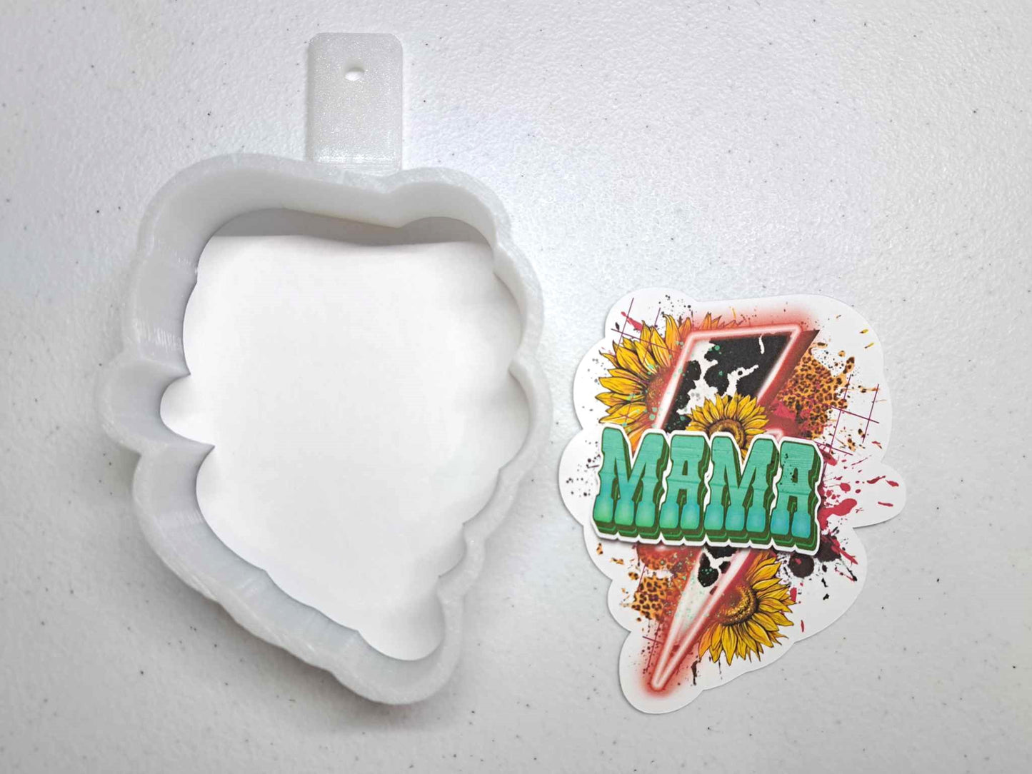 Western Mama Lightning Bolt: with Cow Print & Sunflowers Cardstock Silicone Mold, Premium Cardstock Images