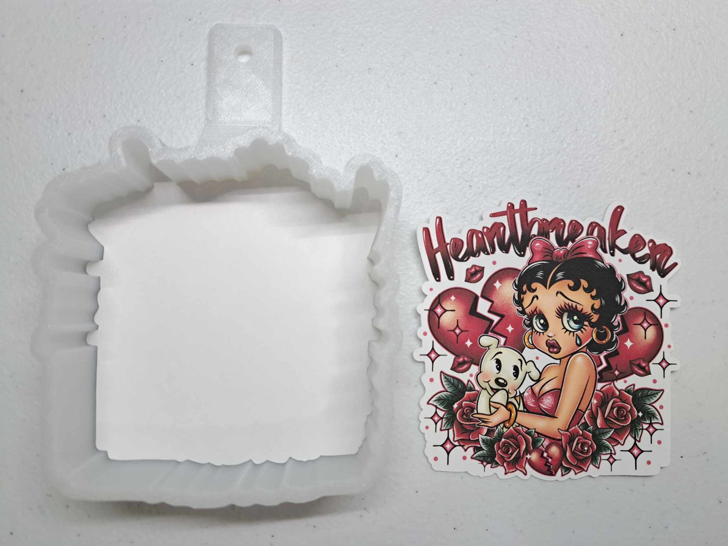 Heartbreaker Betty Boop Valentine Cardstock Silicone Mold, Aroma Bead Molds, Premium Cardstock Images