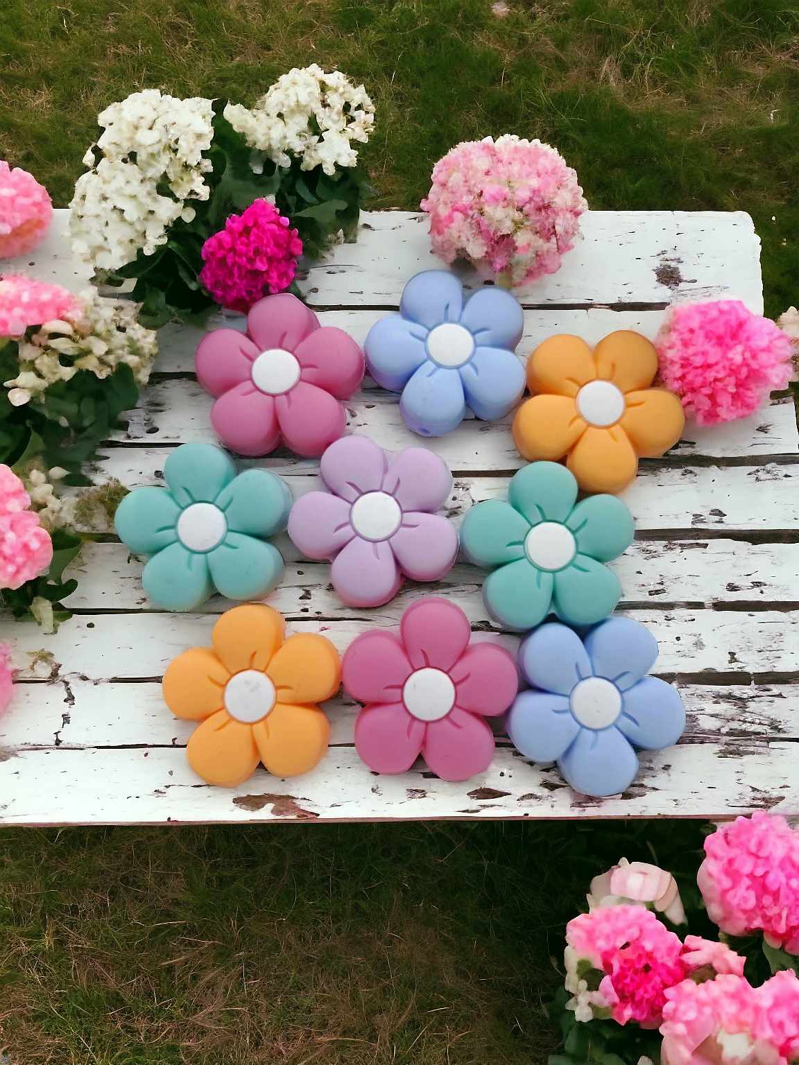 Spring Flower Silicone Focal Bead - 0744