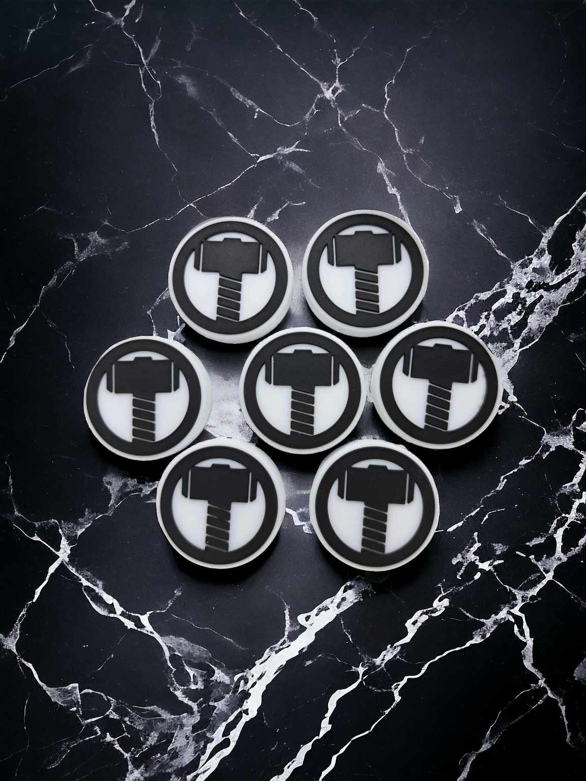 Thor Hammer White Round: Movie Inspired Silicone Focal Bead - 0694