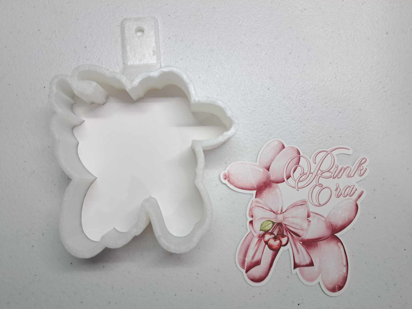 Pink Era Balloon Dog with Bow & Cherries Cardstock Silicone Mold, Aroma Bead Molds, Premium Cardstock