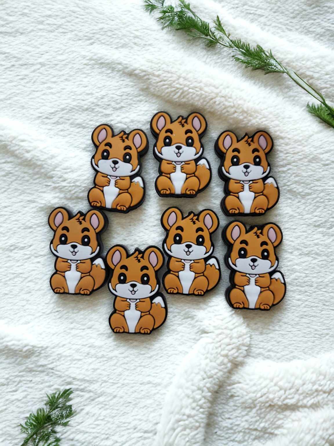 Brown Fox Sitting Full Body Animal Silicone Focal Bead - 0705