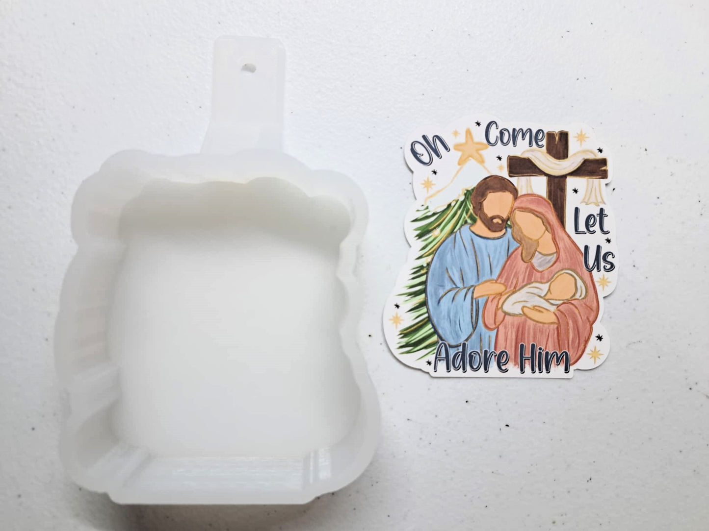 Let Us Adore Him for Cardstock Silicone Mold, Aroma Bead Molds,Car Freshener Mold, Premium Cardstock Images