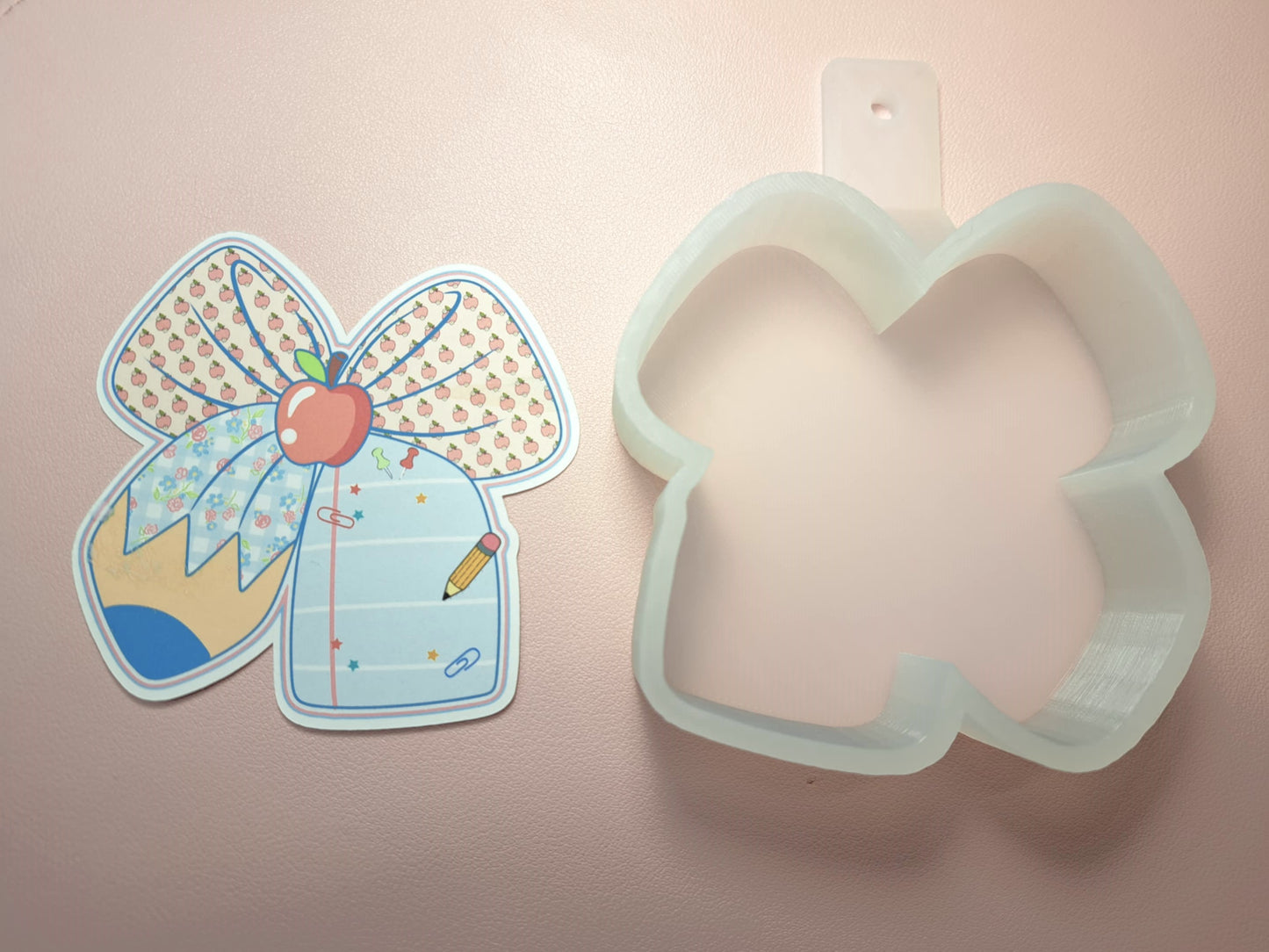 Coquette Bow Pencil Cardstock Silicone Mold, Aroma Bead Molds, Freshie Mold, Premium Cardstock Images