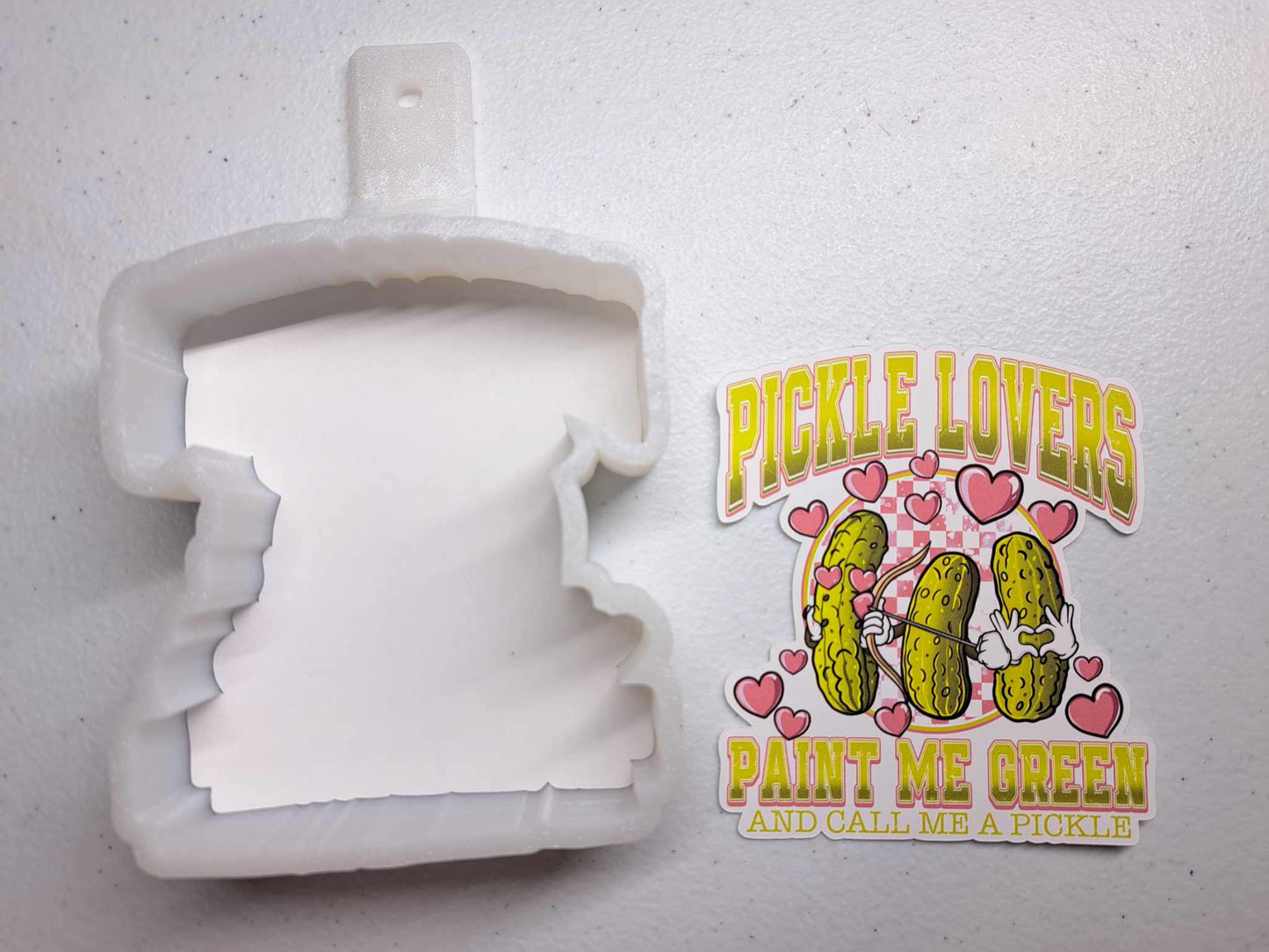 Pickle Lovers Paint Me Green & Call Me a Pickle Cardstock Silicone Mold, Aroma Bead Molds, Premium Cardstock Images